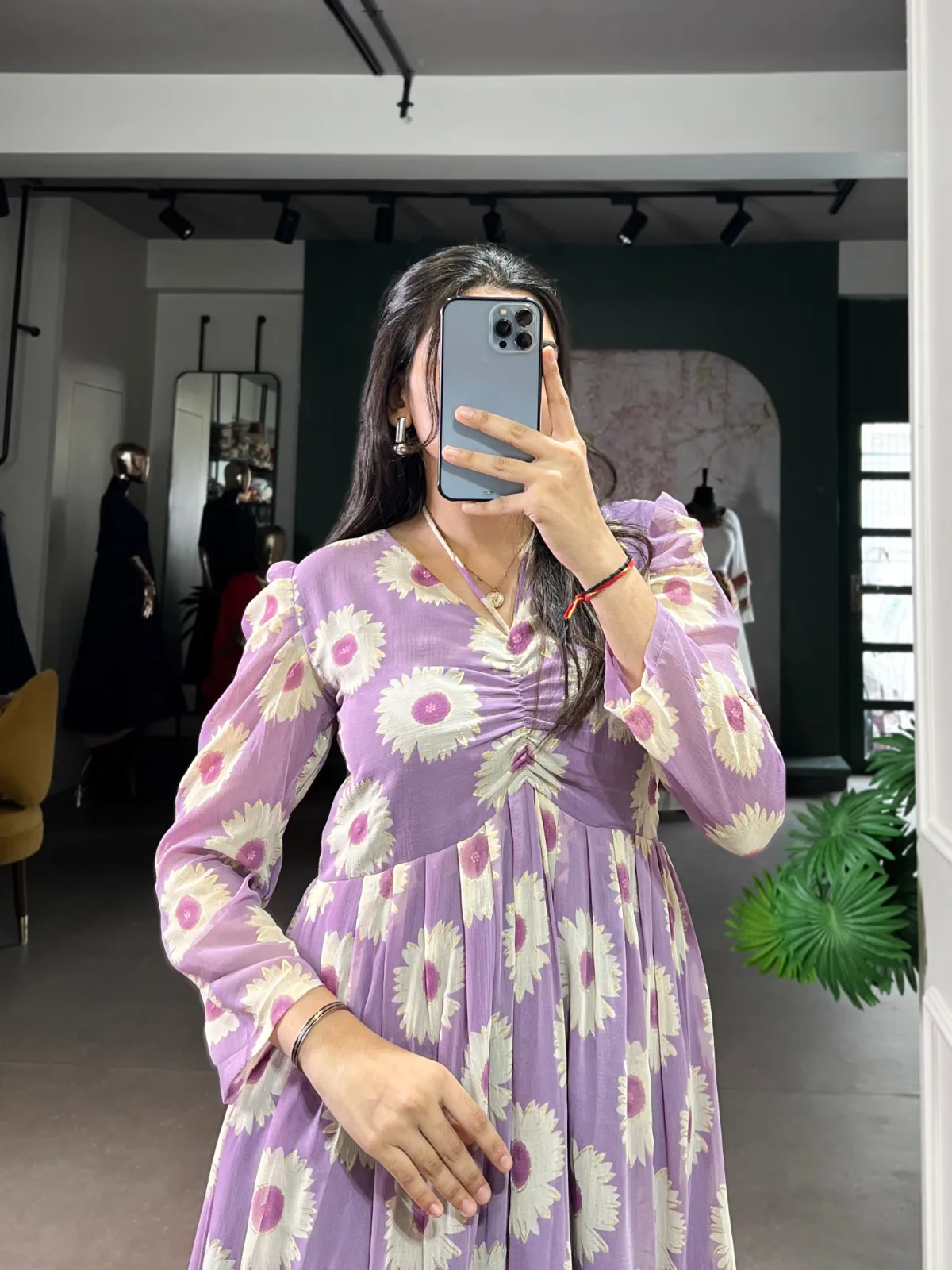 Lavender with White Floral Frock