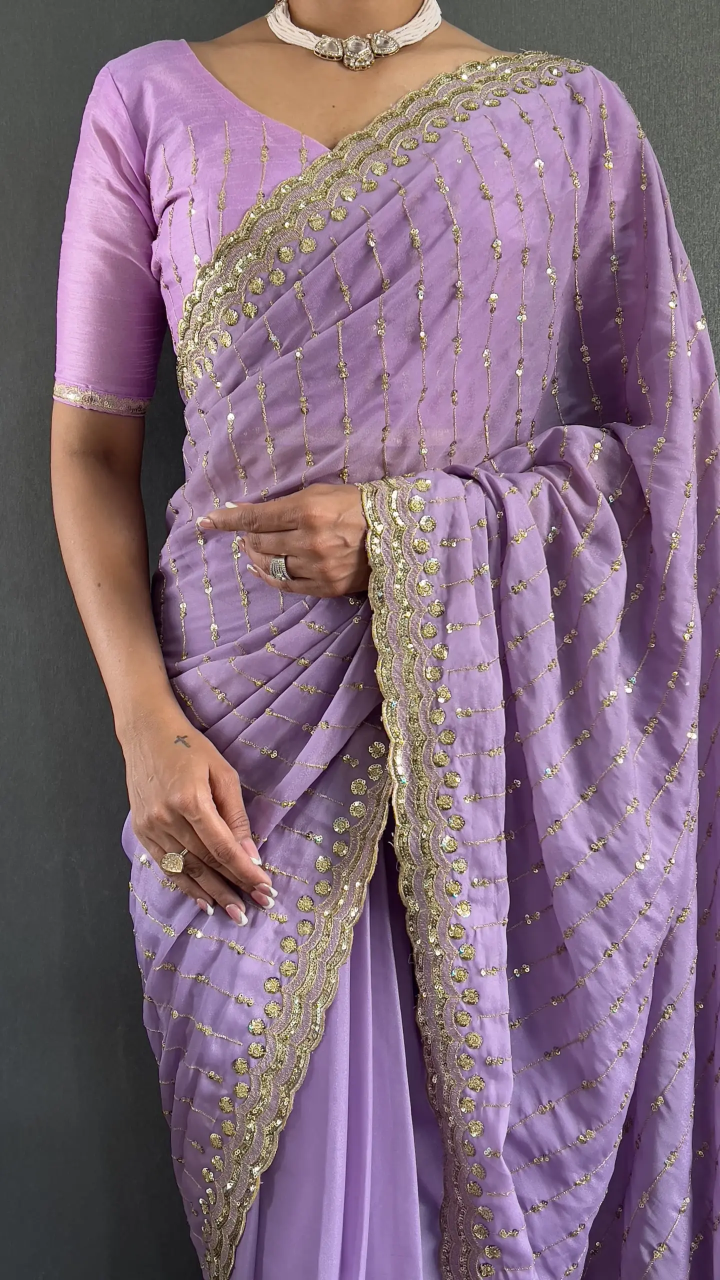 Light Purple Readymade Wedding Saree