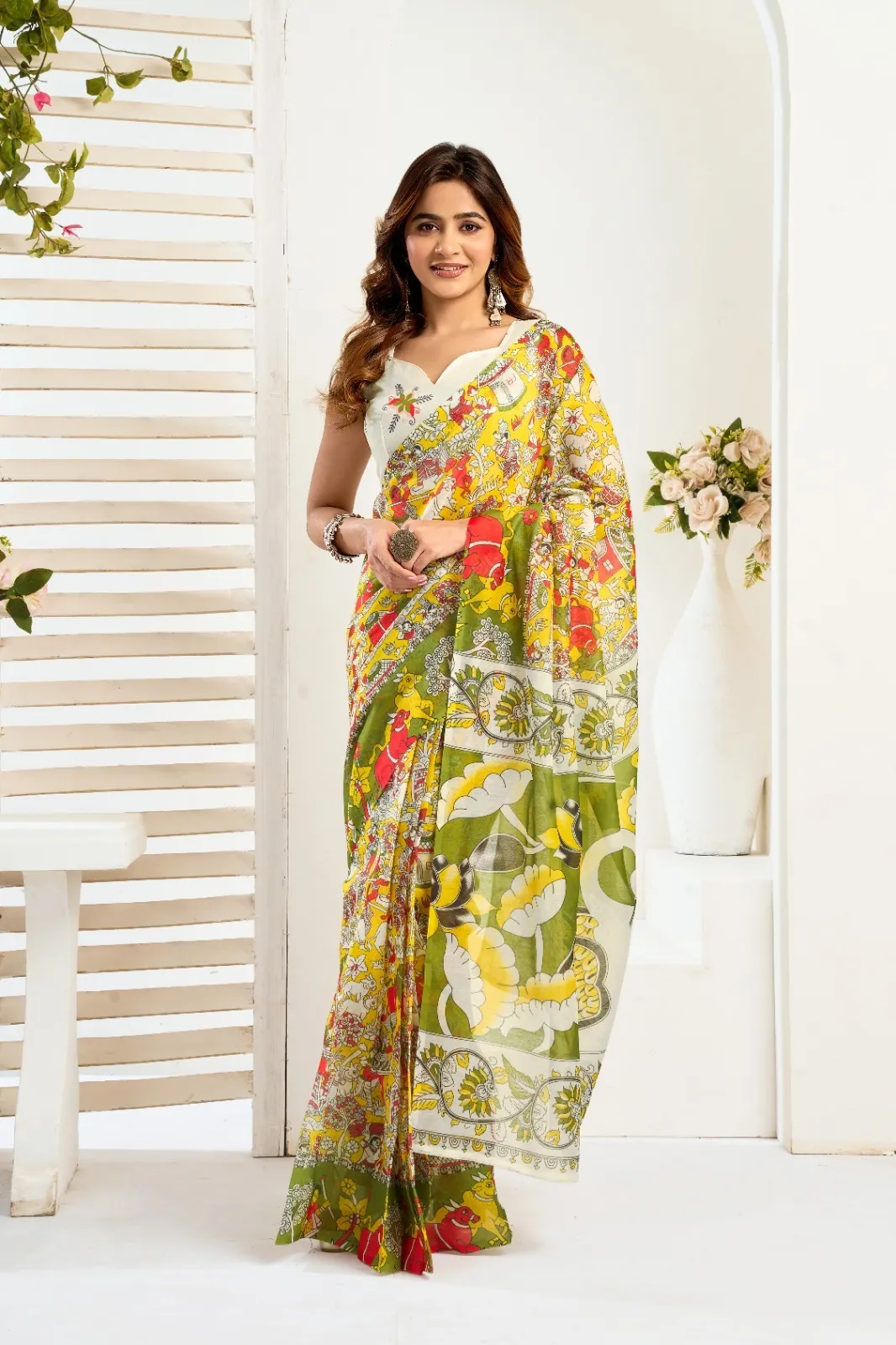 Linen Readymade Saree for Office Wear