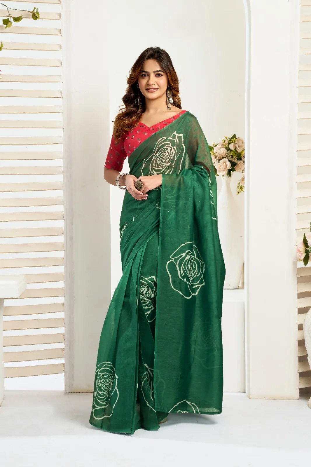 Linen Readymade Saree for Office Wear