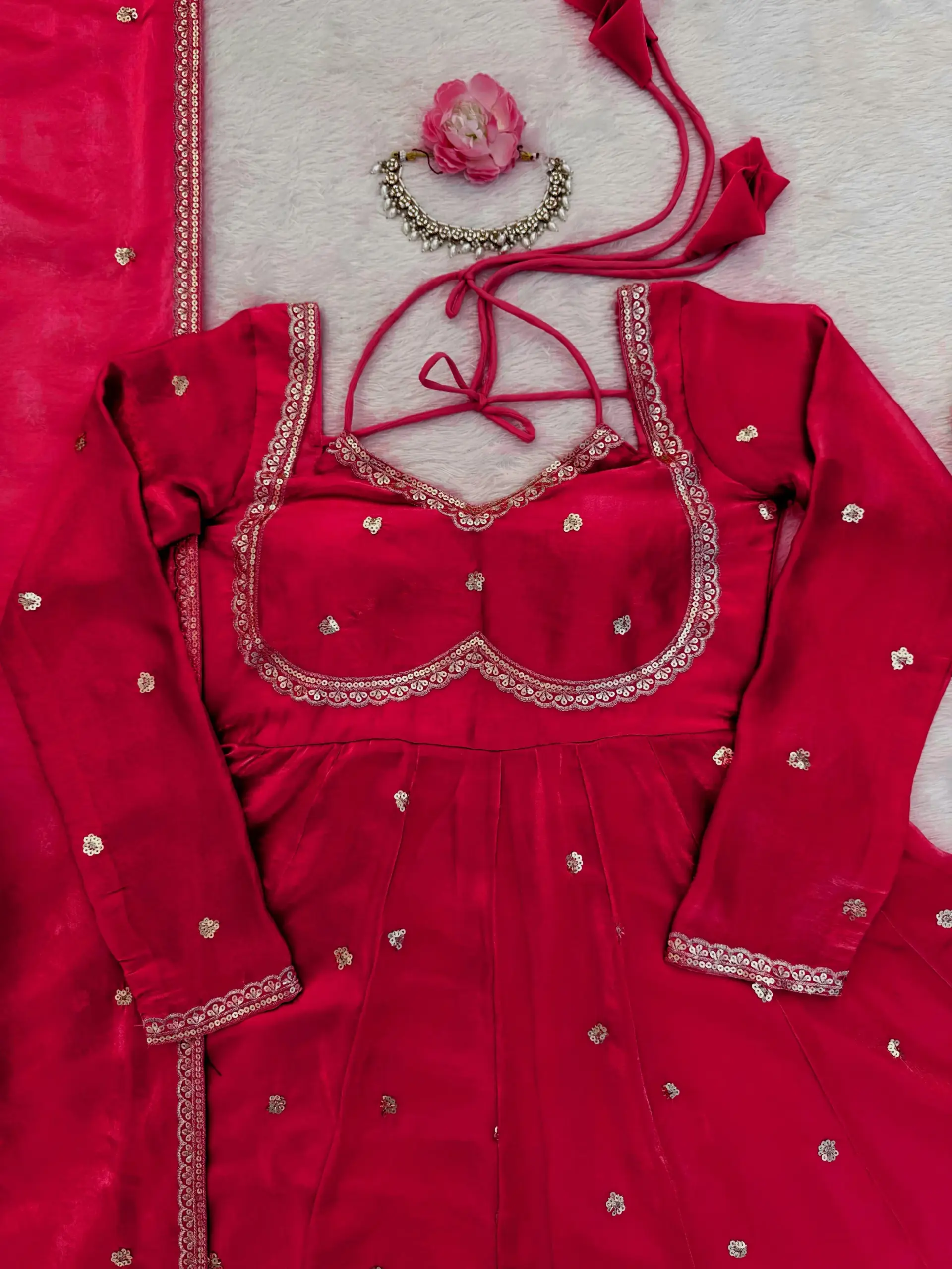 Most Viral Red Ethnic Anarkali Suit