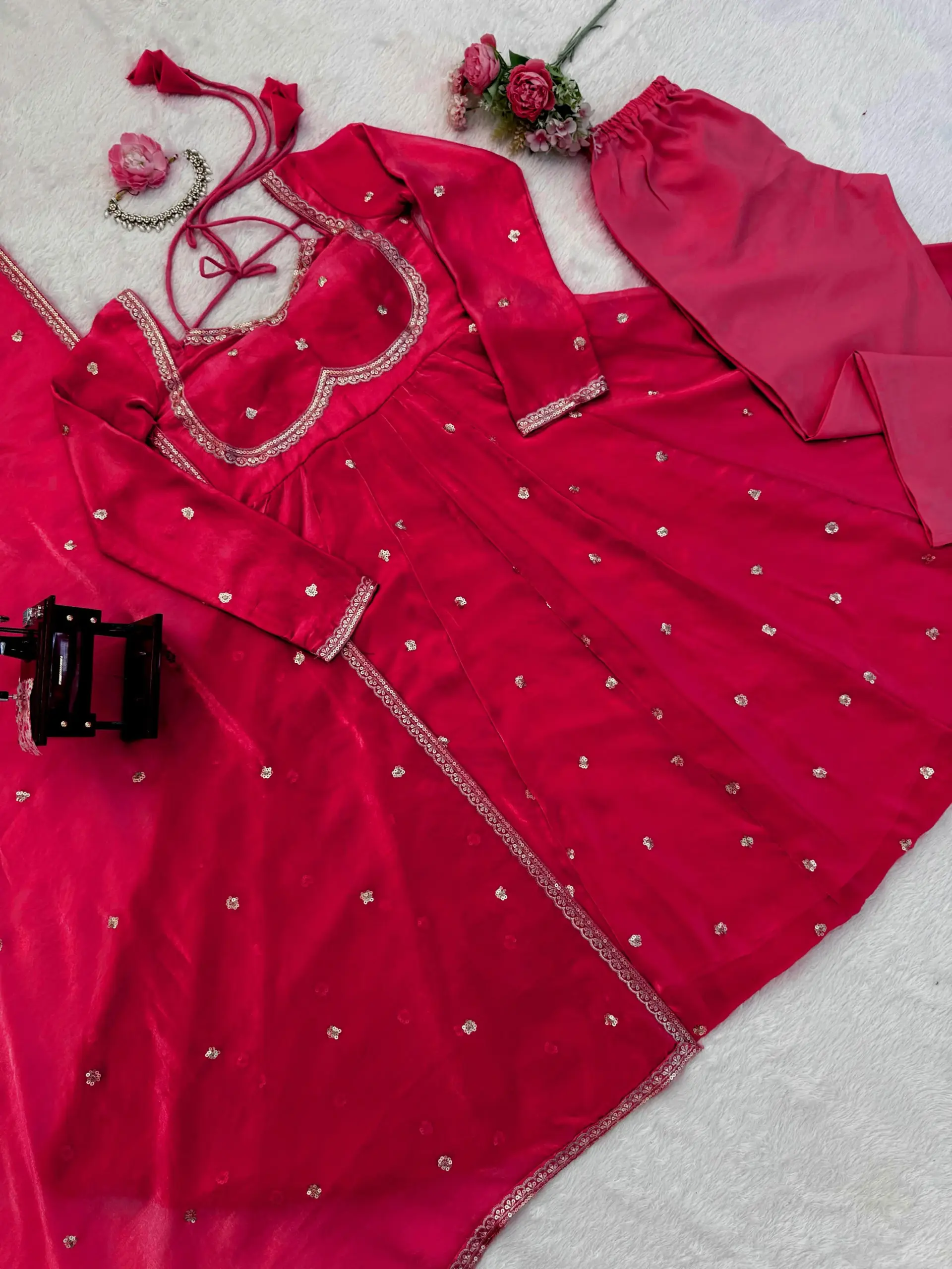 Most Viral Red Ethnic Anarkali Suit