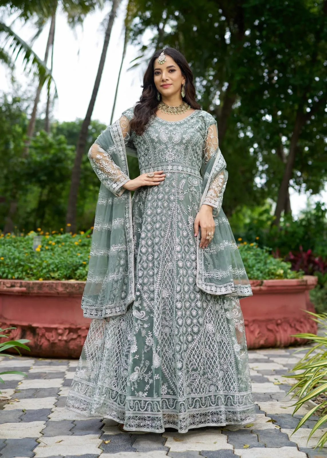 Net Embroidery Anarkali Dress