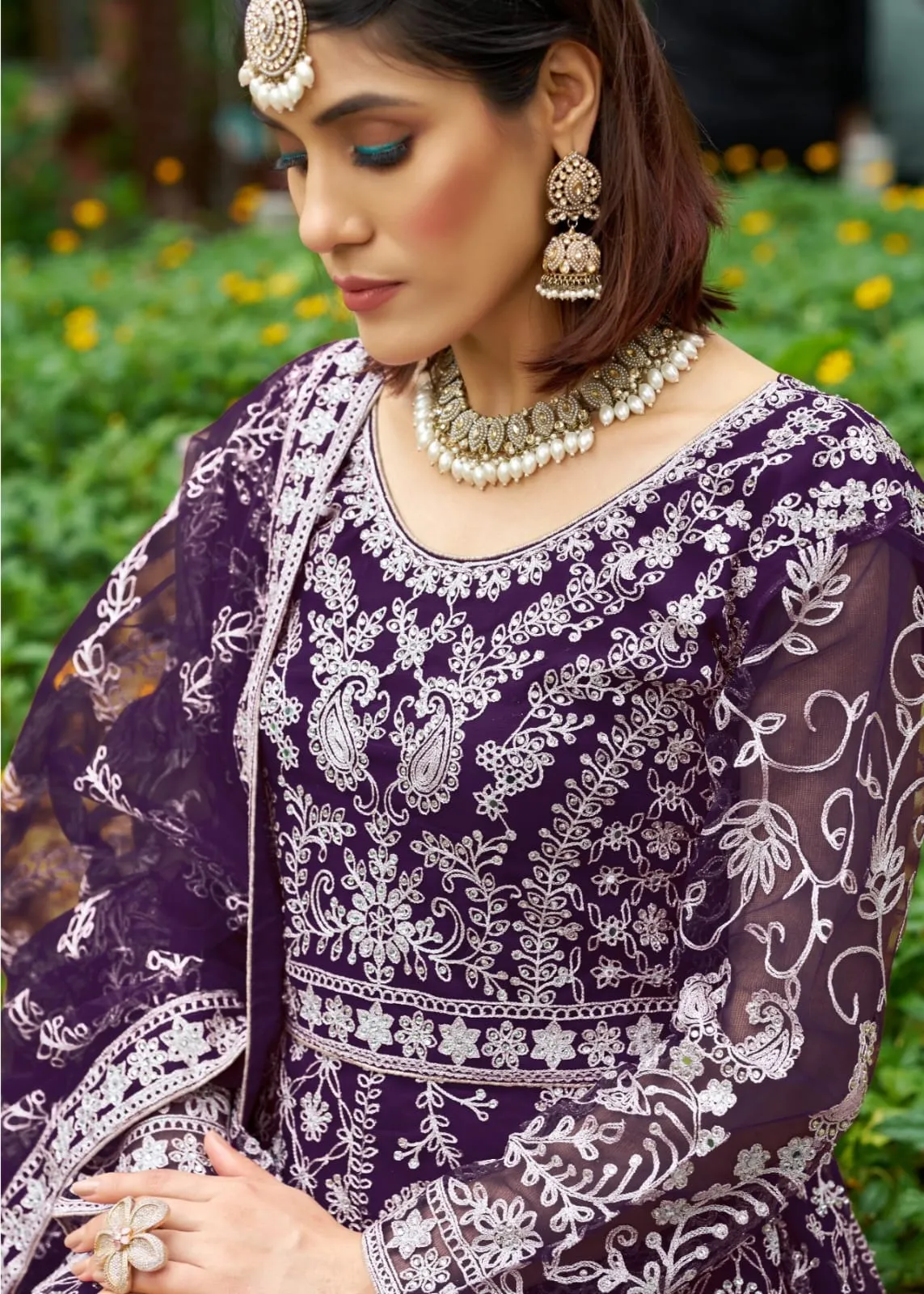 Net Embroidery Anarkali Dress