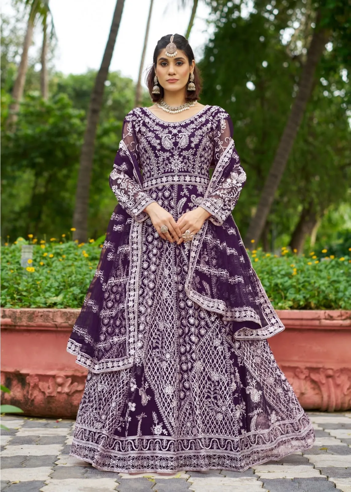 Net Embroidery Anarkali Dress