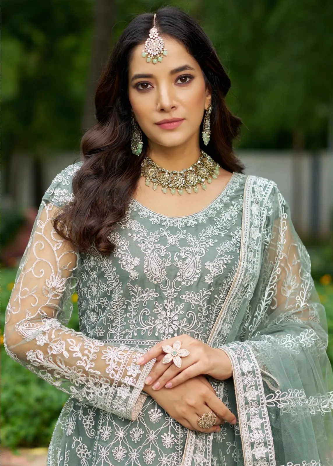 Net Embroidery Anarkali Dress
