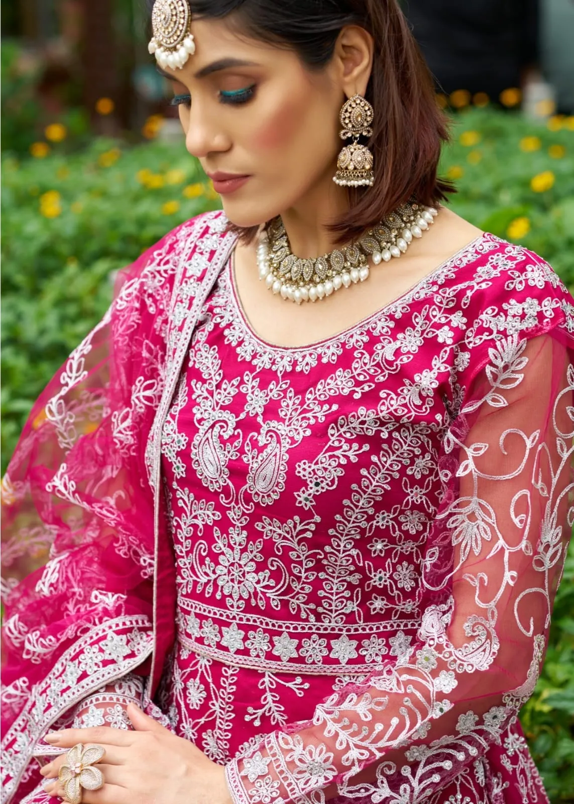 Net Embroidery Anarkali Dress
