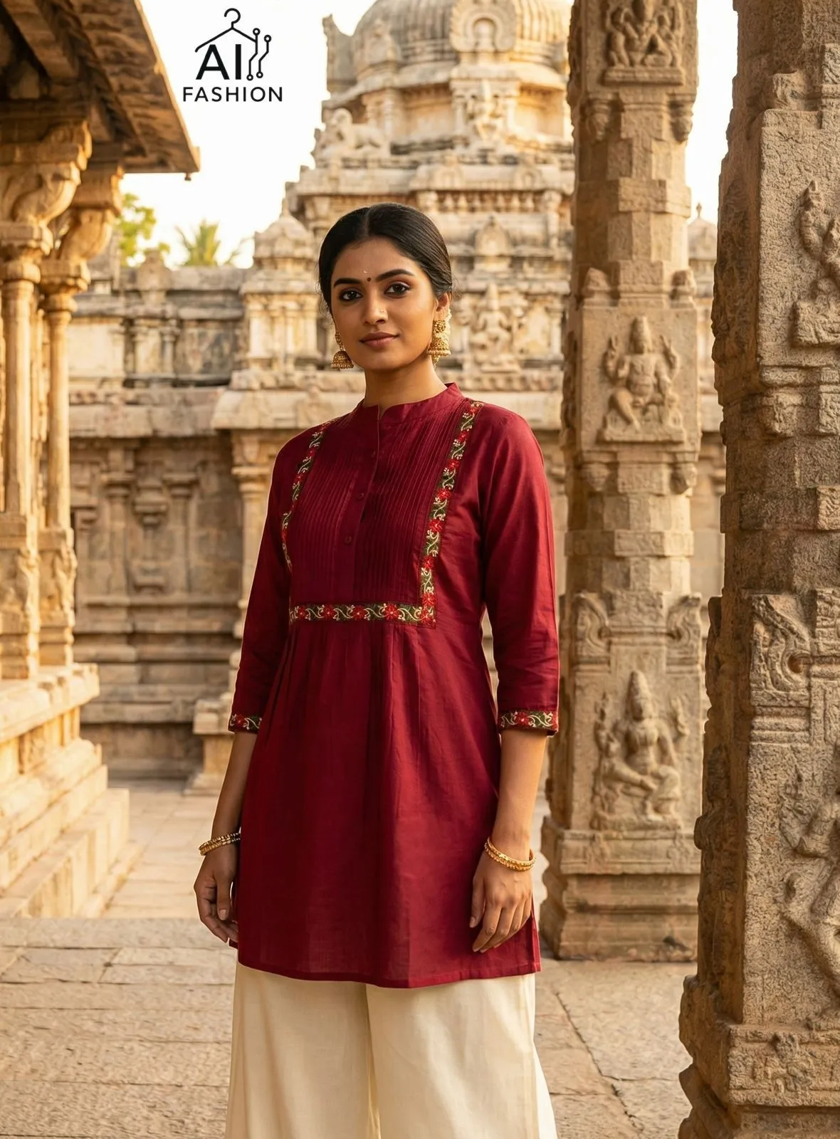 Office Wear Western Top with Embroidery