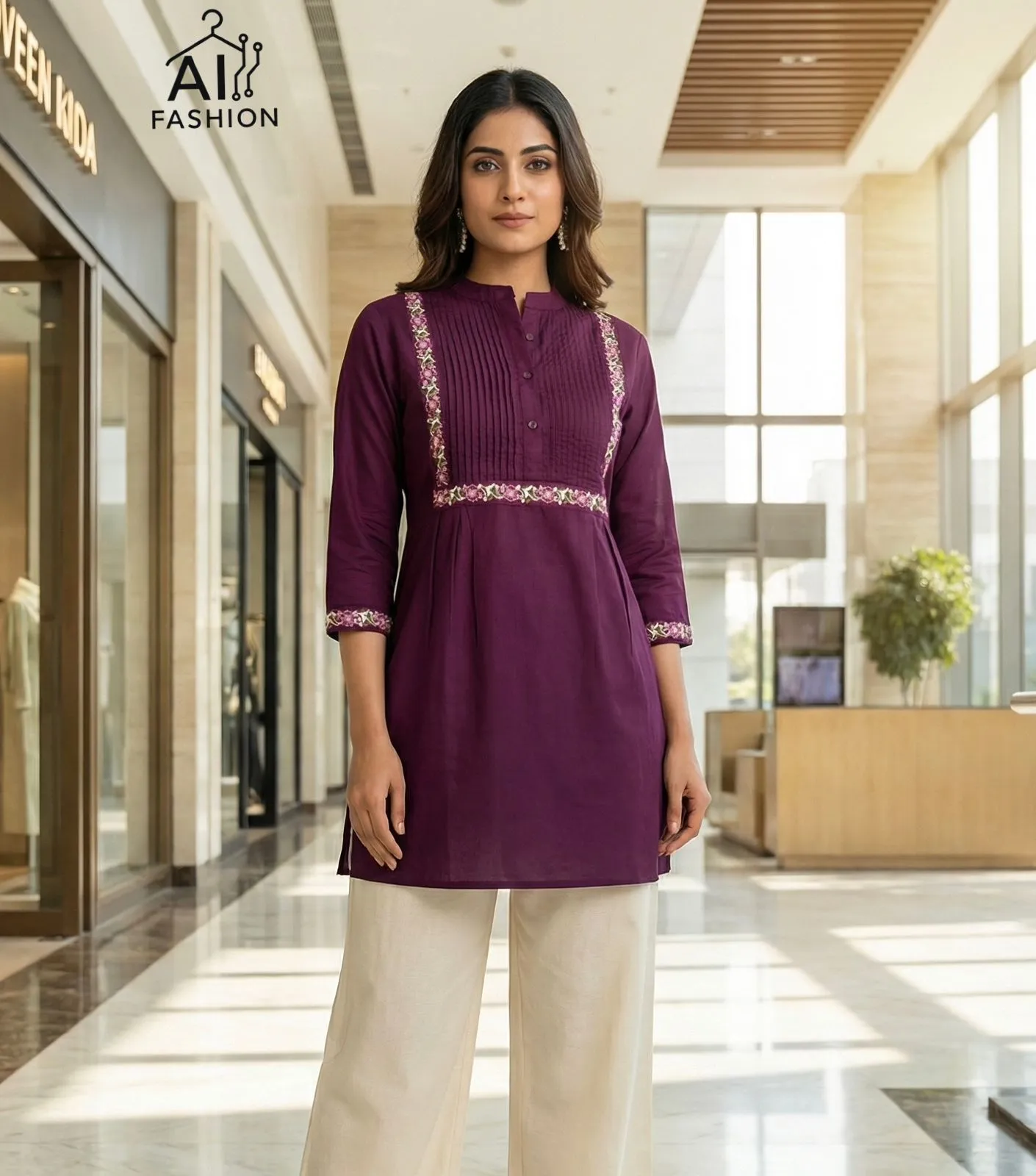 Office Wear Western Top with Embroidery
