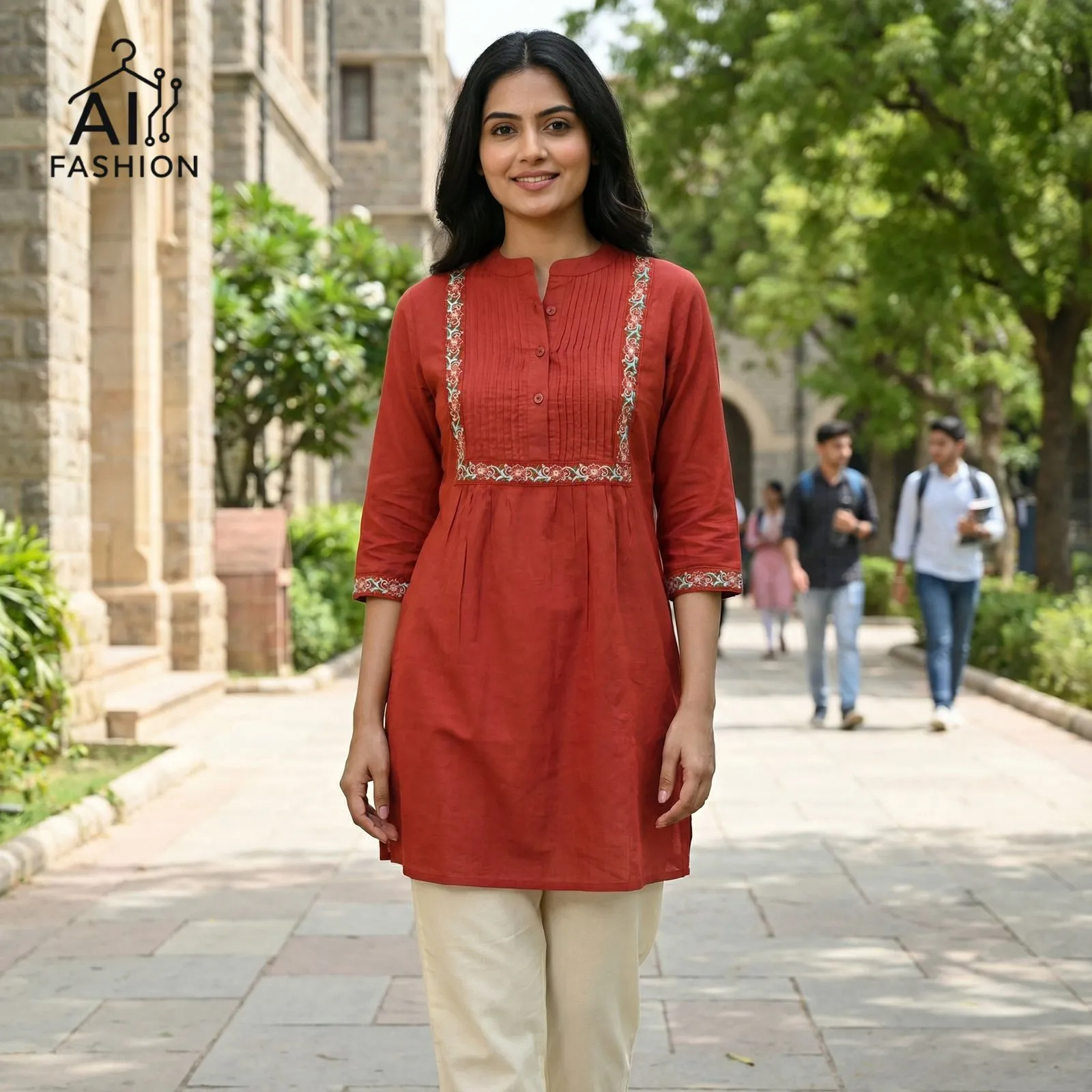 Office Wear Western Top with Embroidery