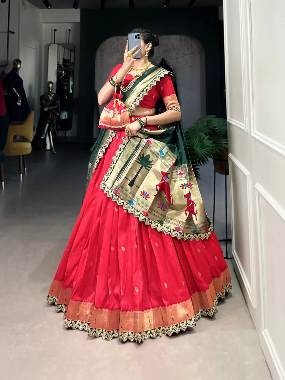 Pastel Color Paithani Silk Lehenga