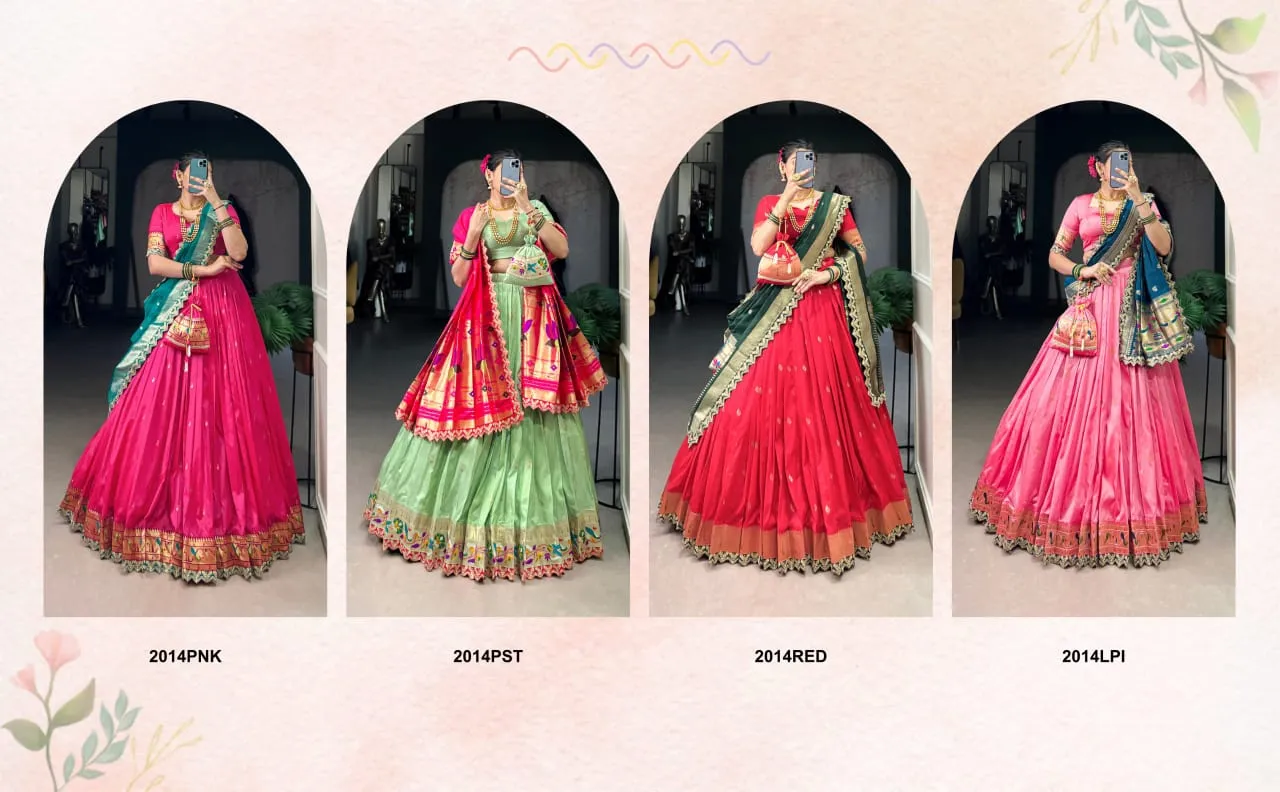 Pastel Color Paithani Silk Lehenga