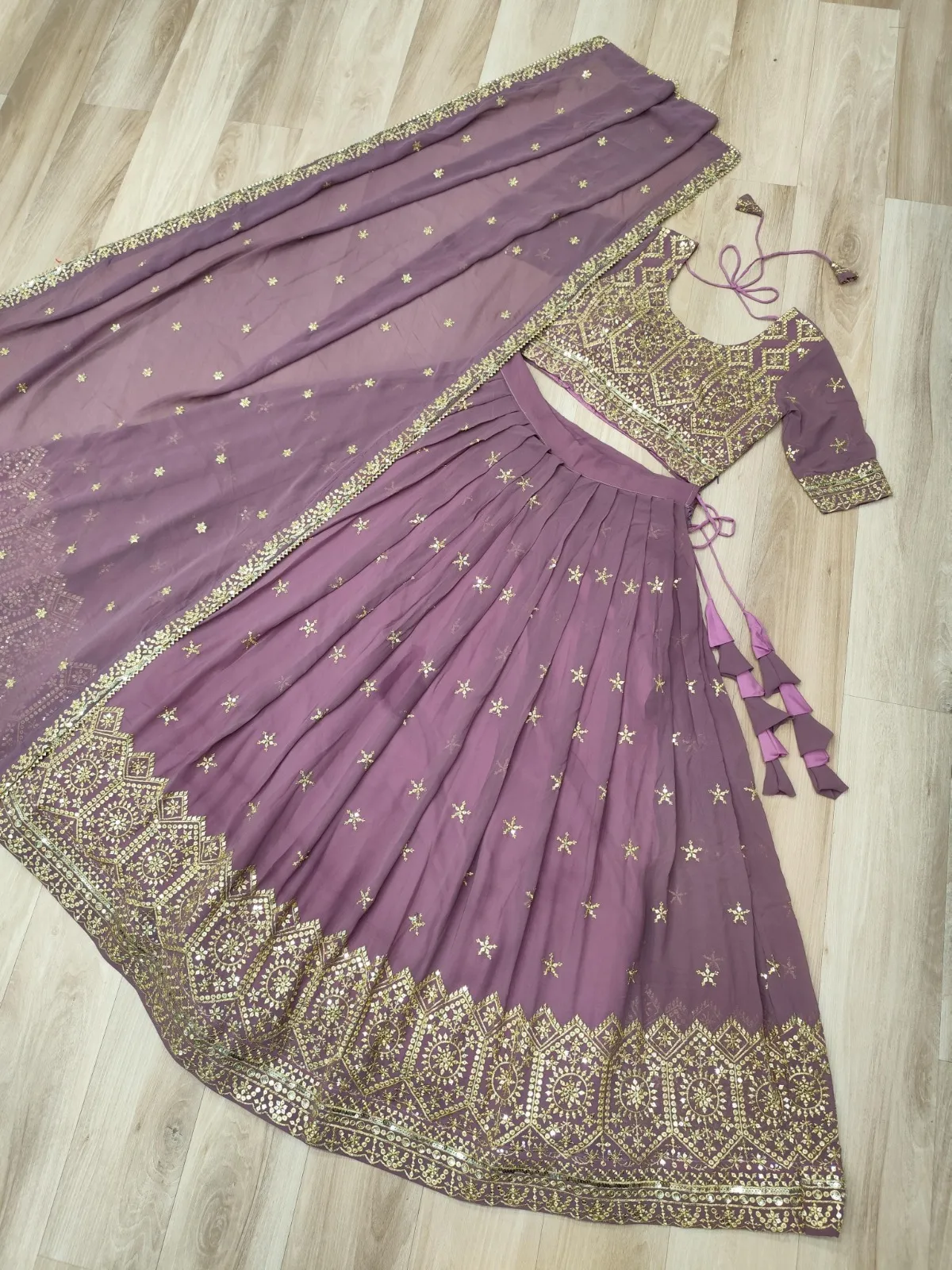 Pastel Purple Embroidery Lehenga Under 2000