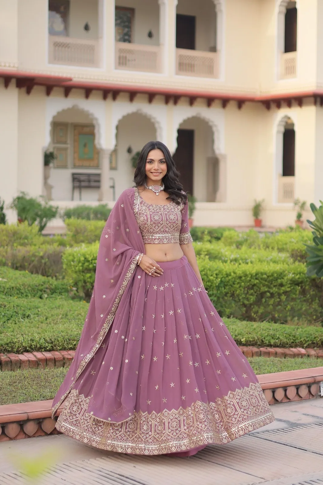 Pastel Purple Embroidery Lehenga Under 2000