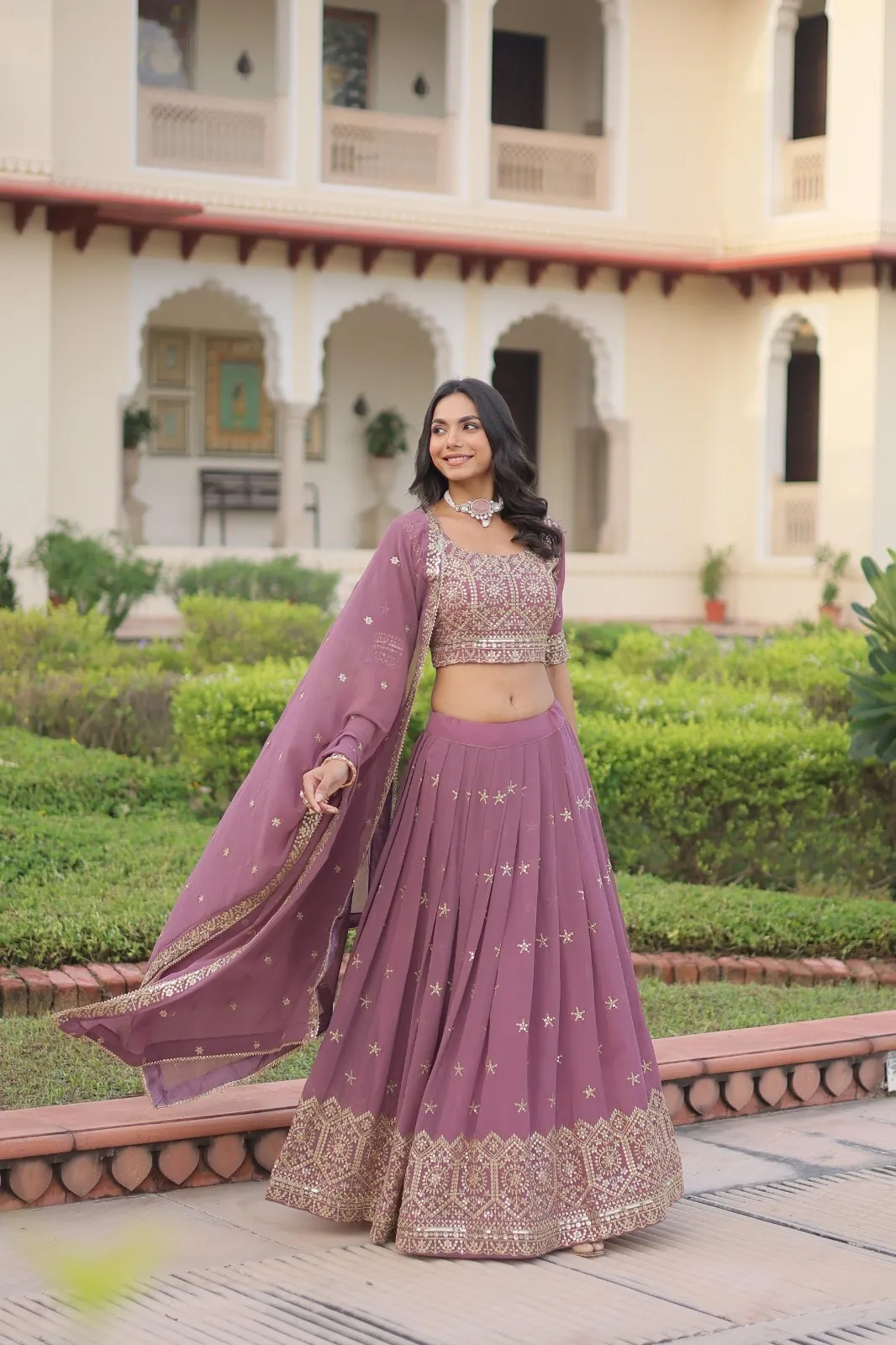 Pastel Purple Embroidery Lehenga Under 2000