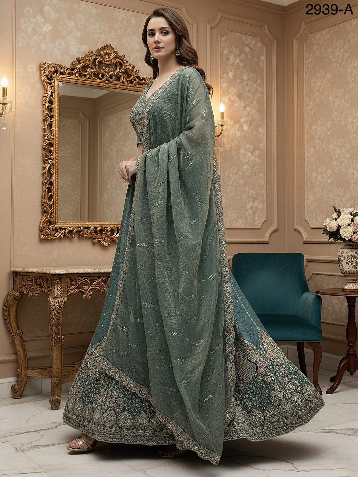 Peacock Embroidery Bridal Lehenga