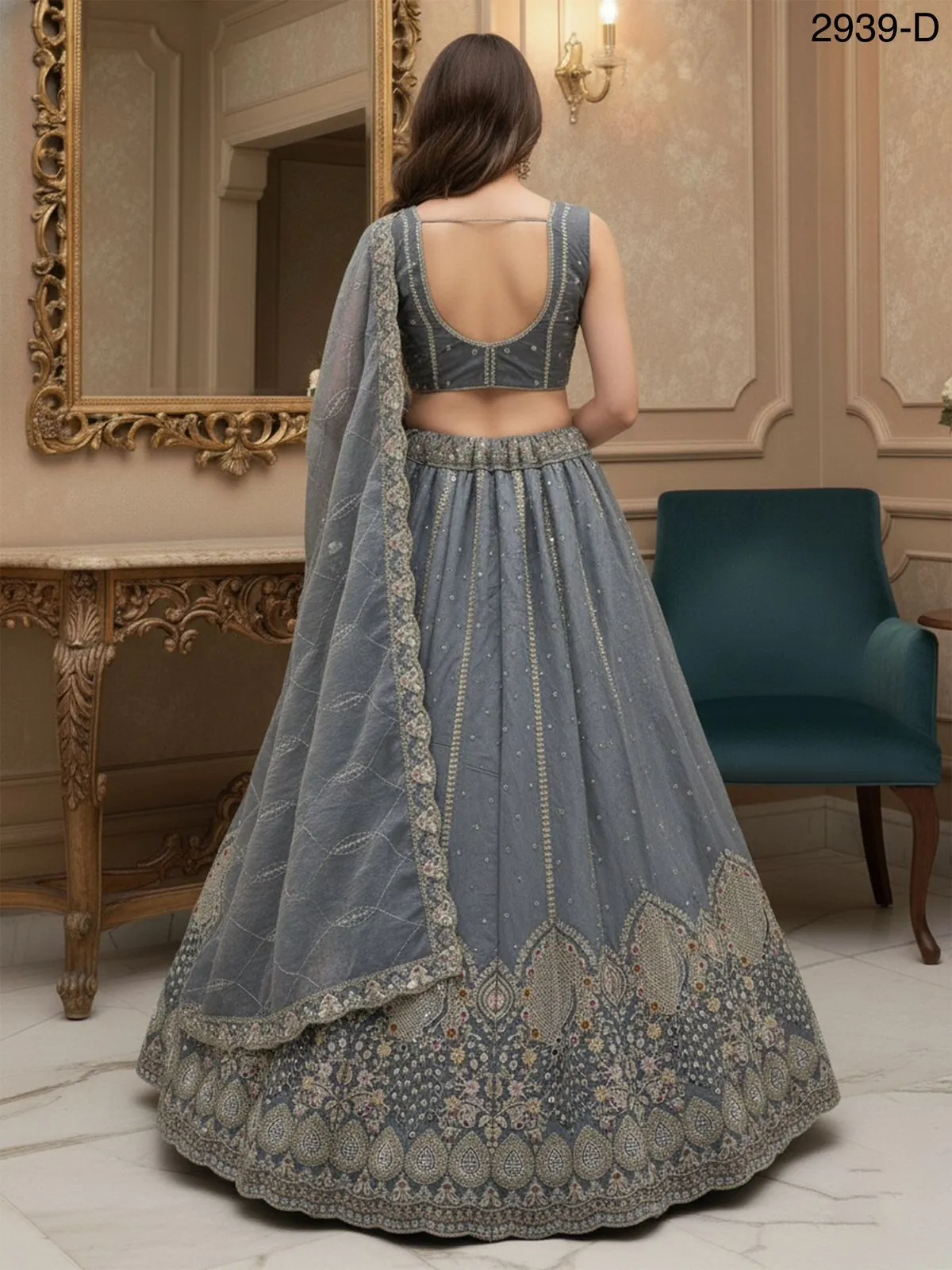 Peacock Embroidery Bridal Lehenga
