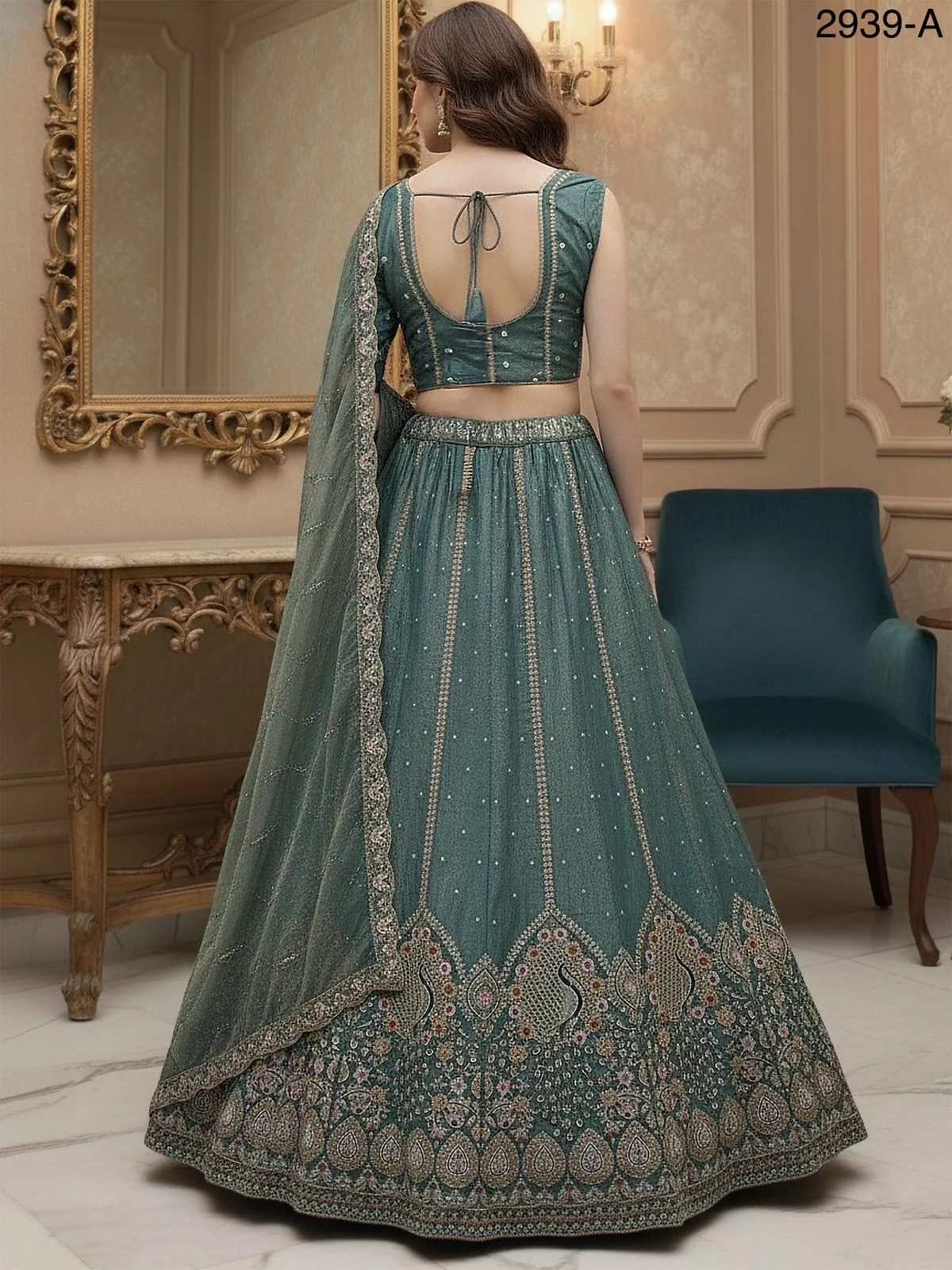 Peacock Embroidery Bridal Lehenga