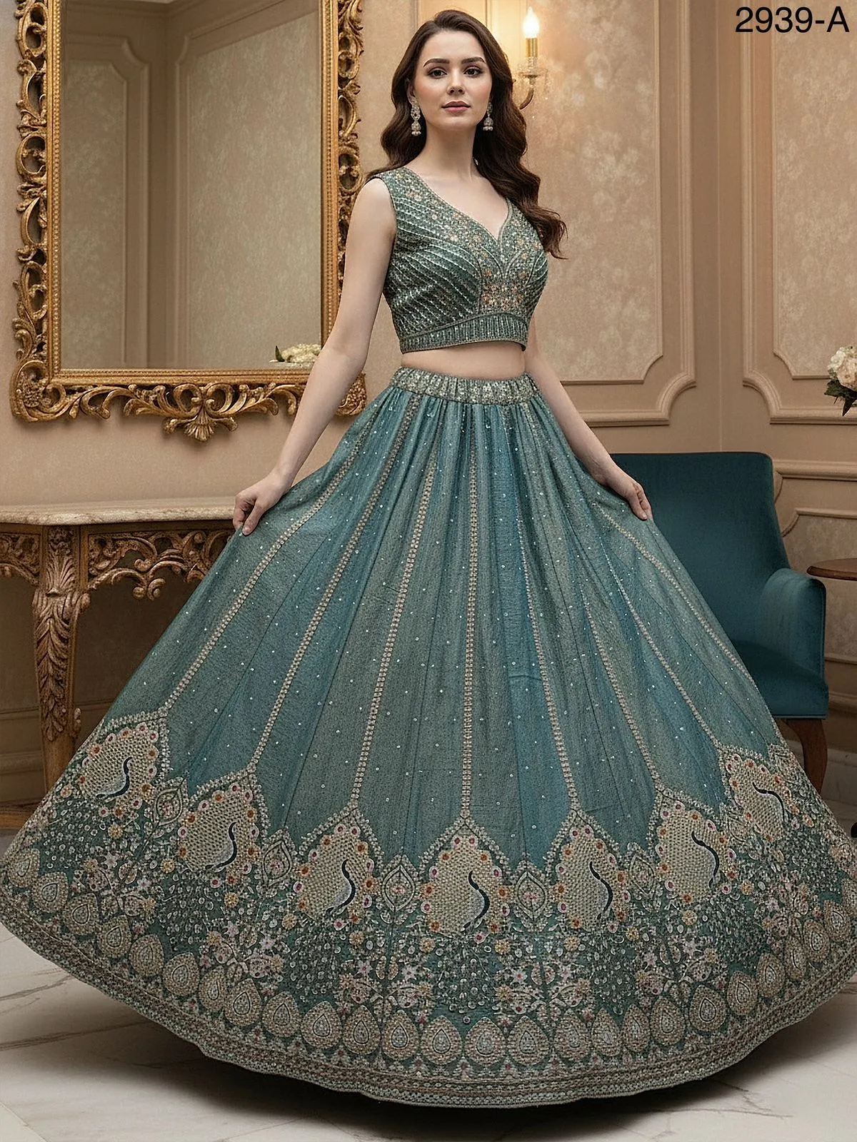 Peacock Embroidery Bridal Lehenga