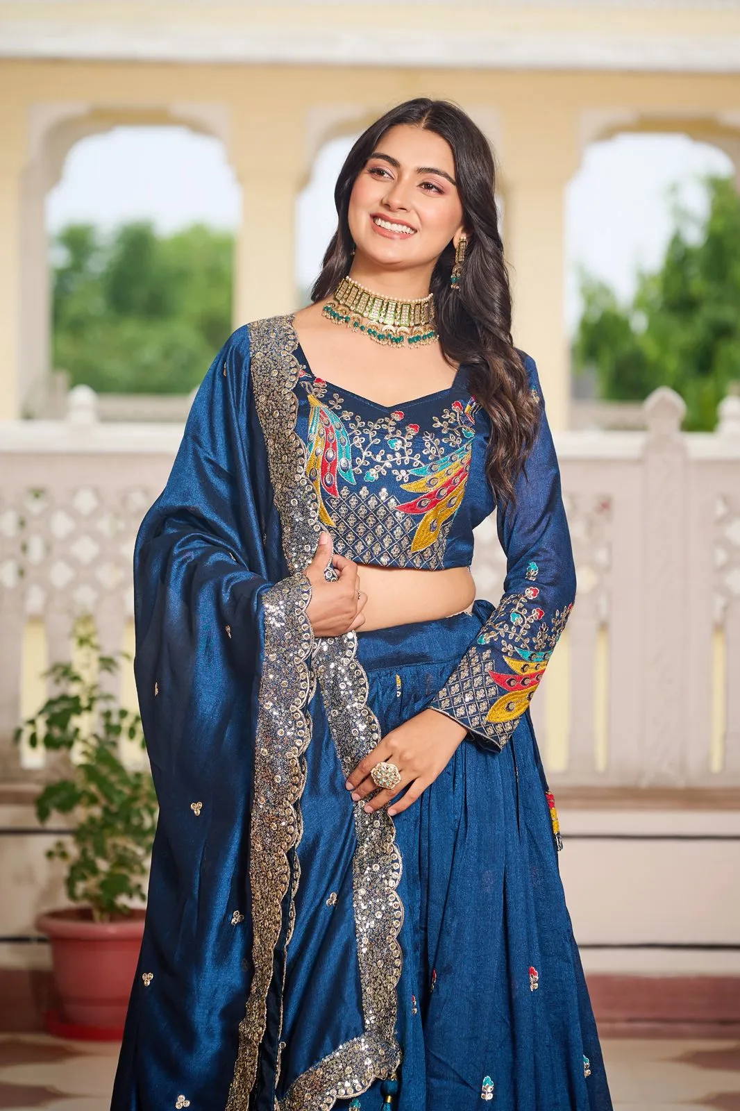 Peacock Embroidery Wedding Lehenga Choli