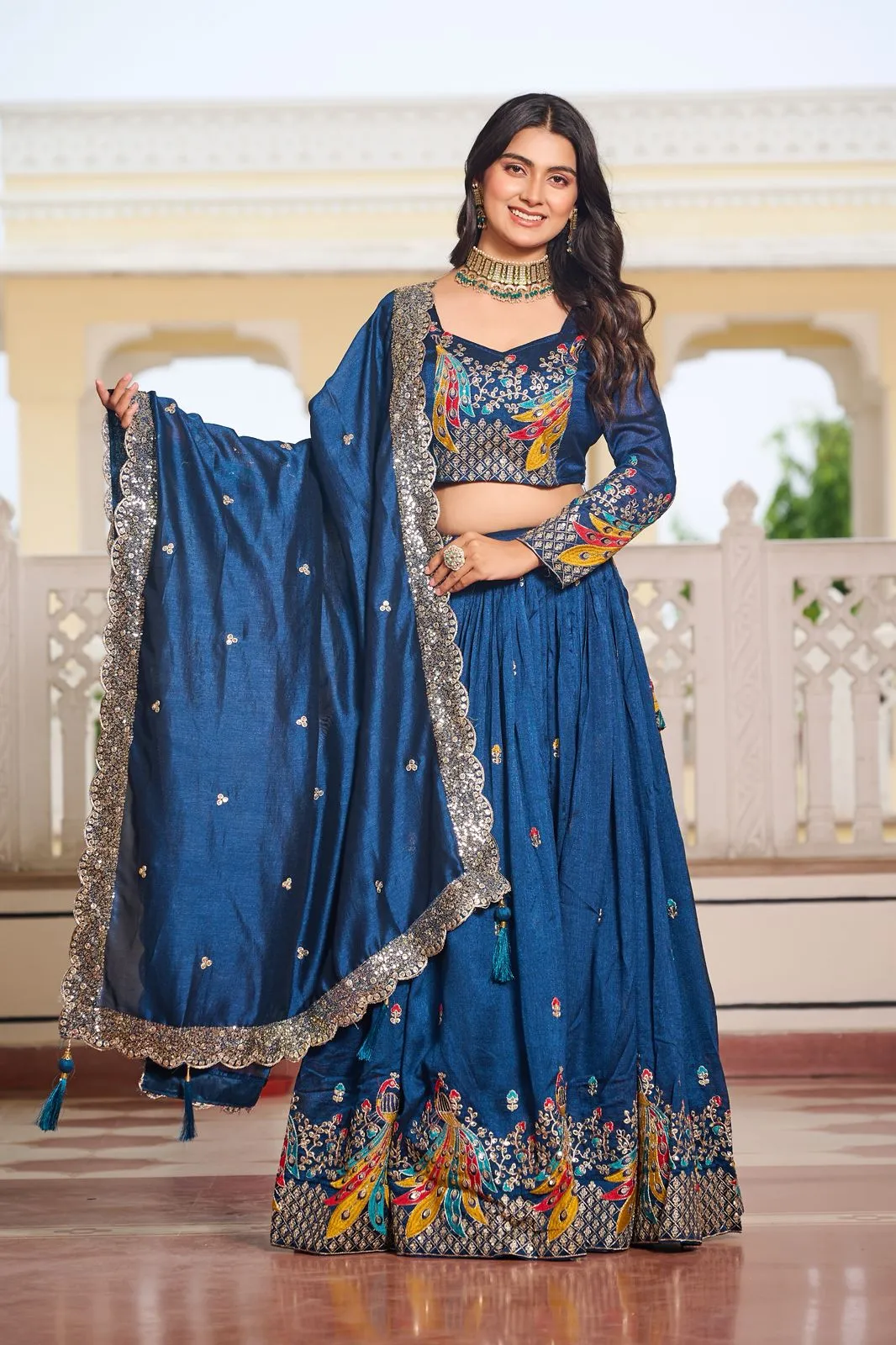 Peacock Embroidery Wedding Lehenga Choli