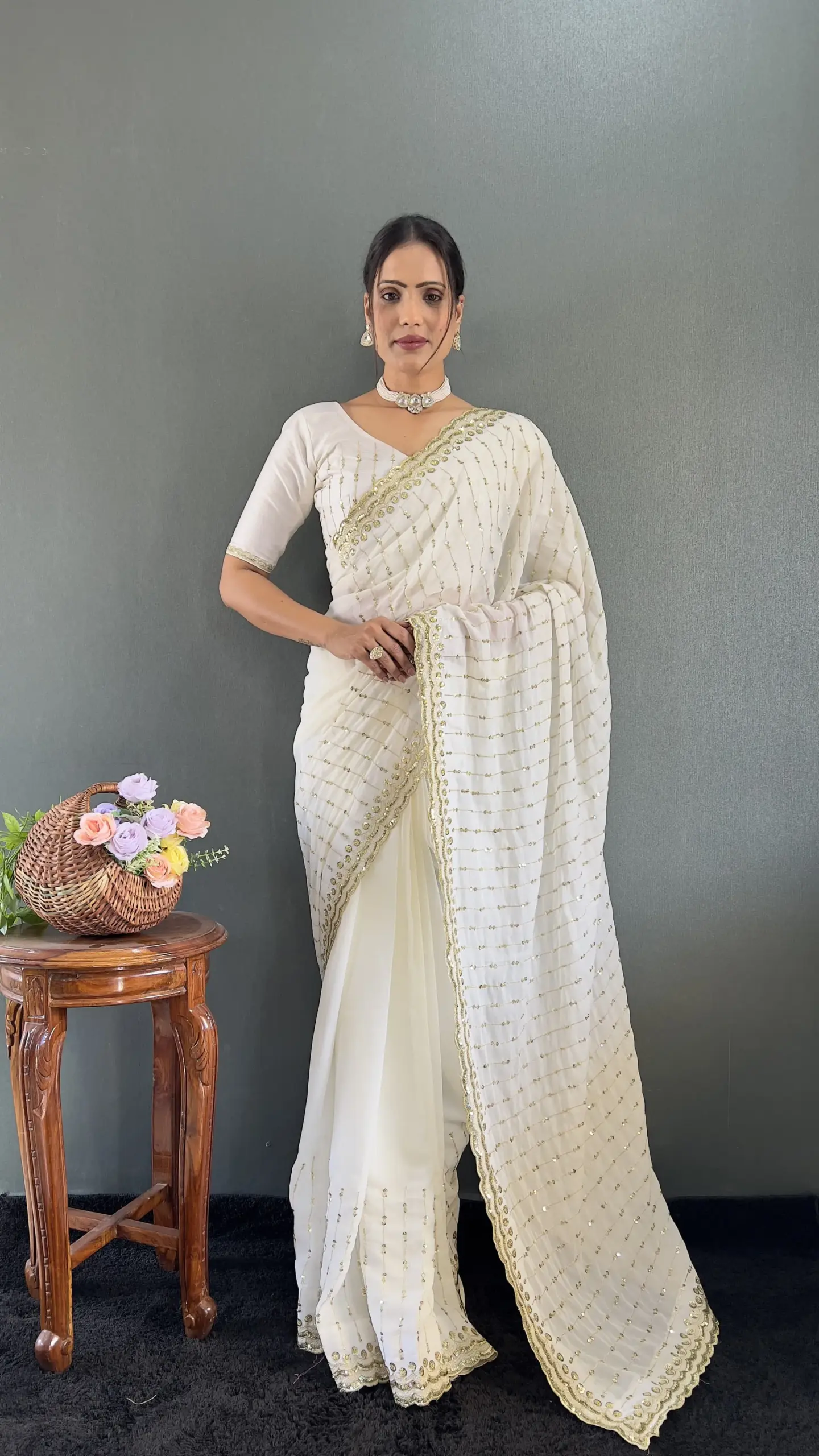 Premium Sequence Readymade Saree