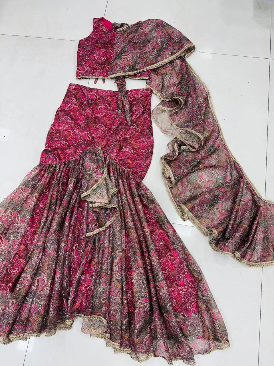 Printed Fish Cut Boutique Lehenga