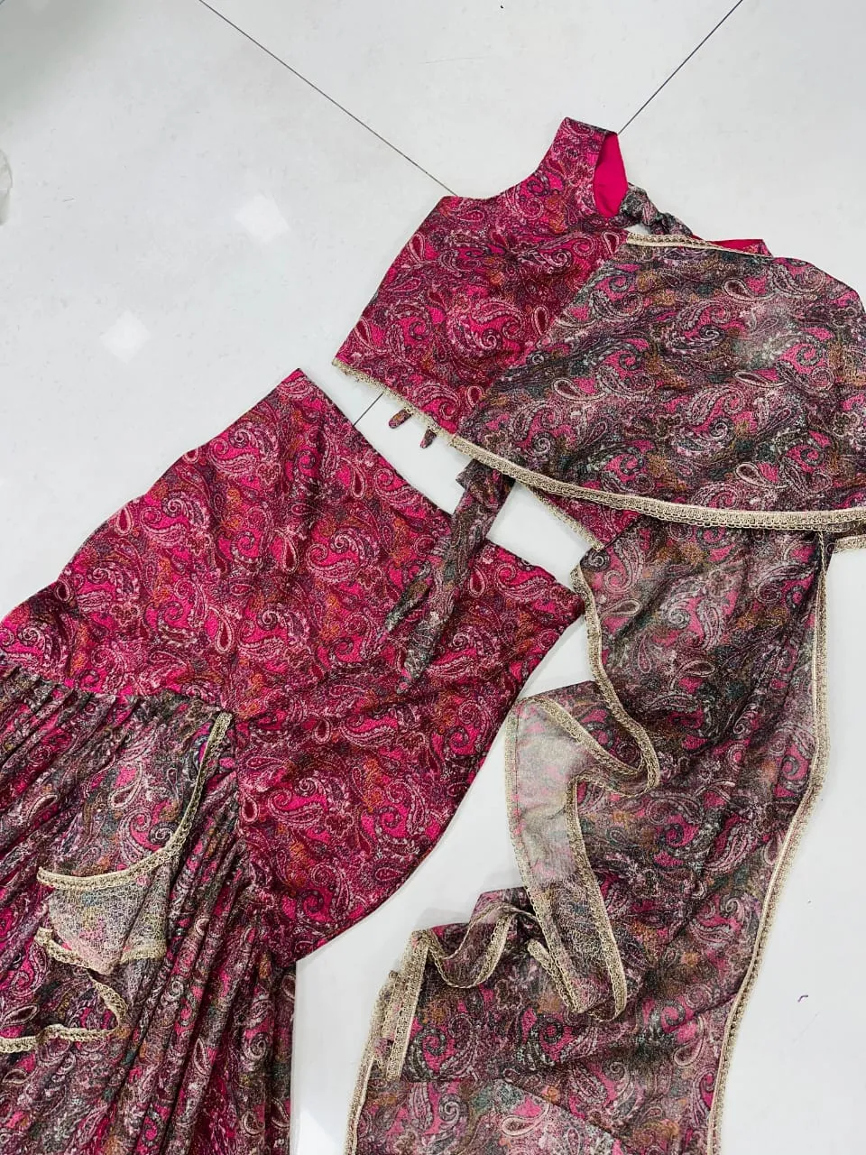 Printed Fish Cut Boutique Lehenga