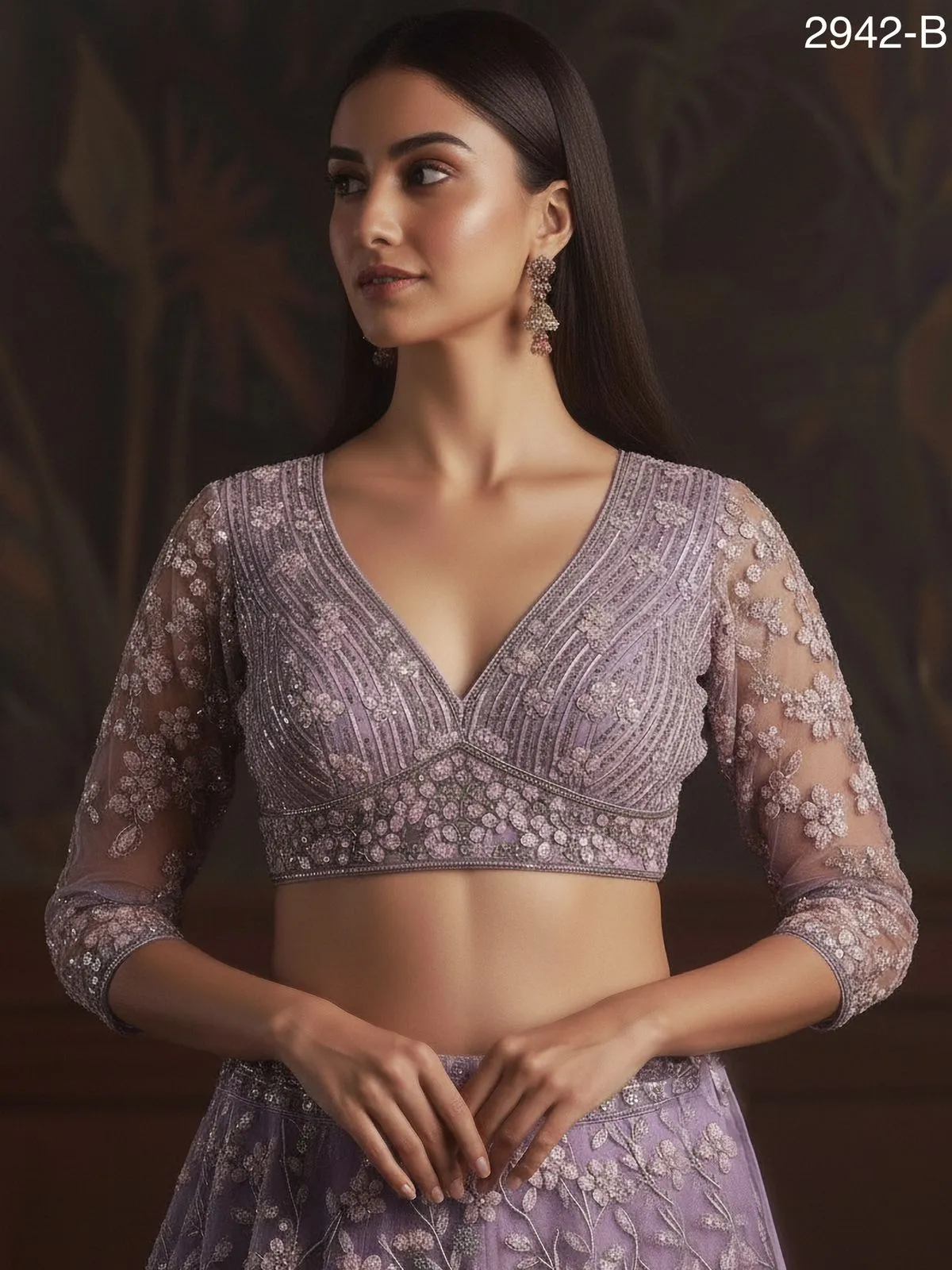 Purple Bridal Net Wedding Lehenga