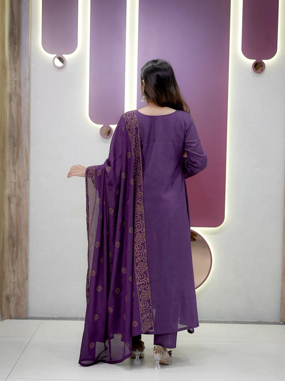 Purple Color Embroidery Kurta Set for women