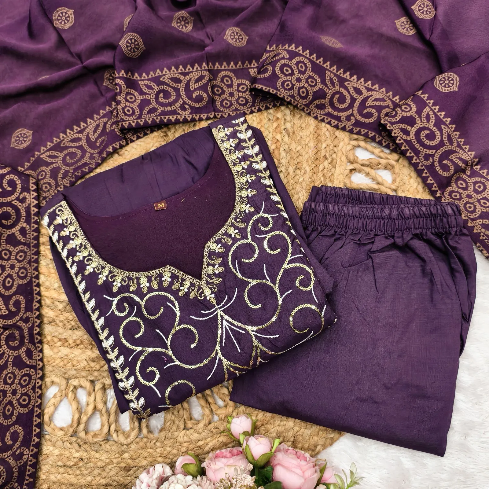 Purple Color Embroidery Kurta Set for women