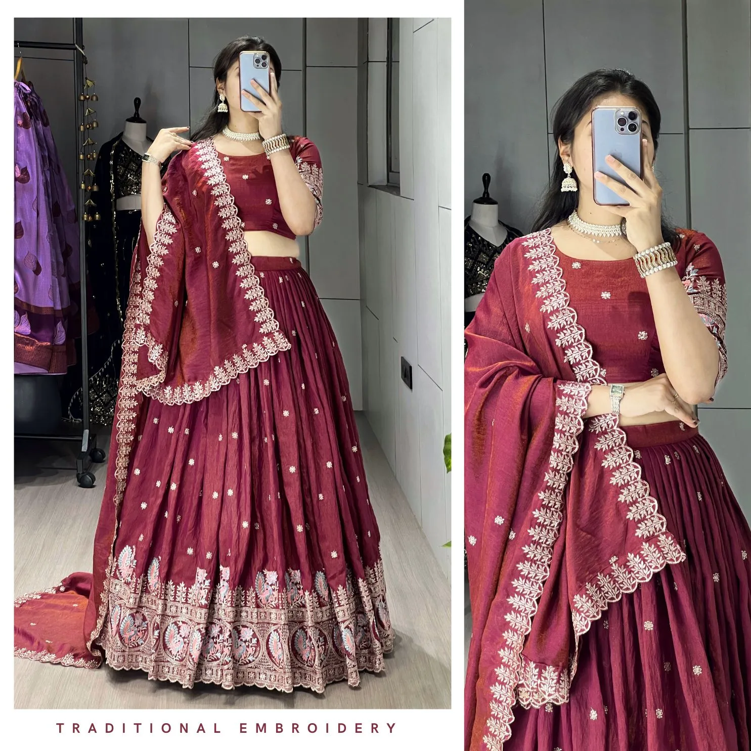 Readymade Embroidered Lehenga for women