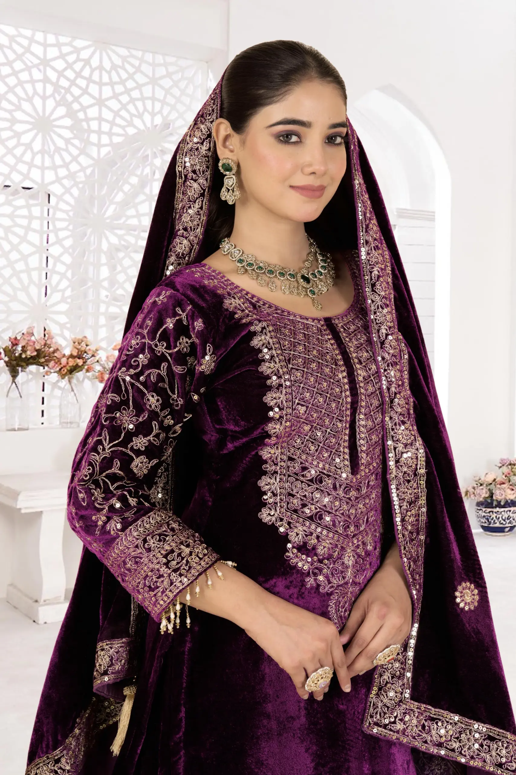 Reception Wear Velvet Plazzo Salwar Suit