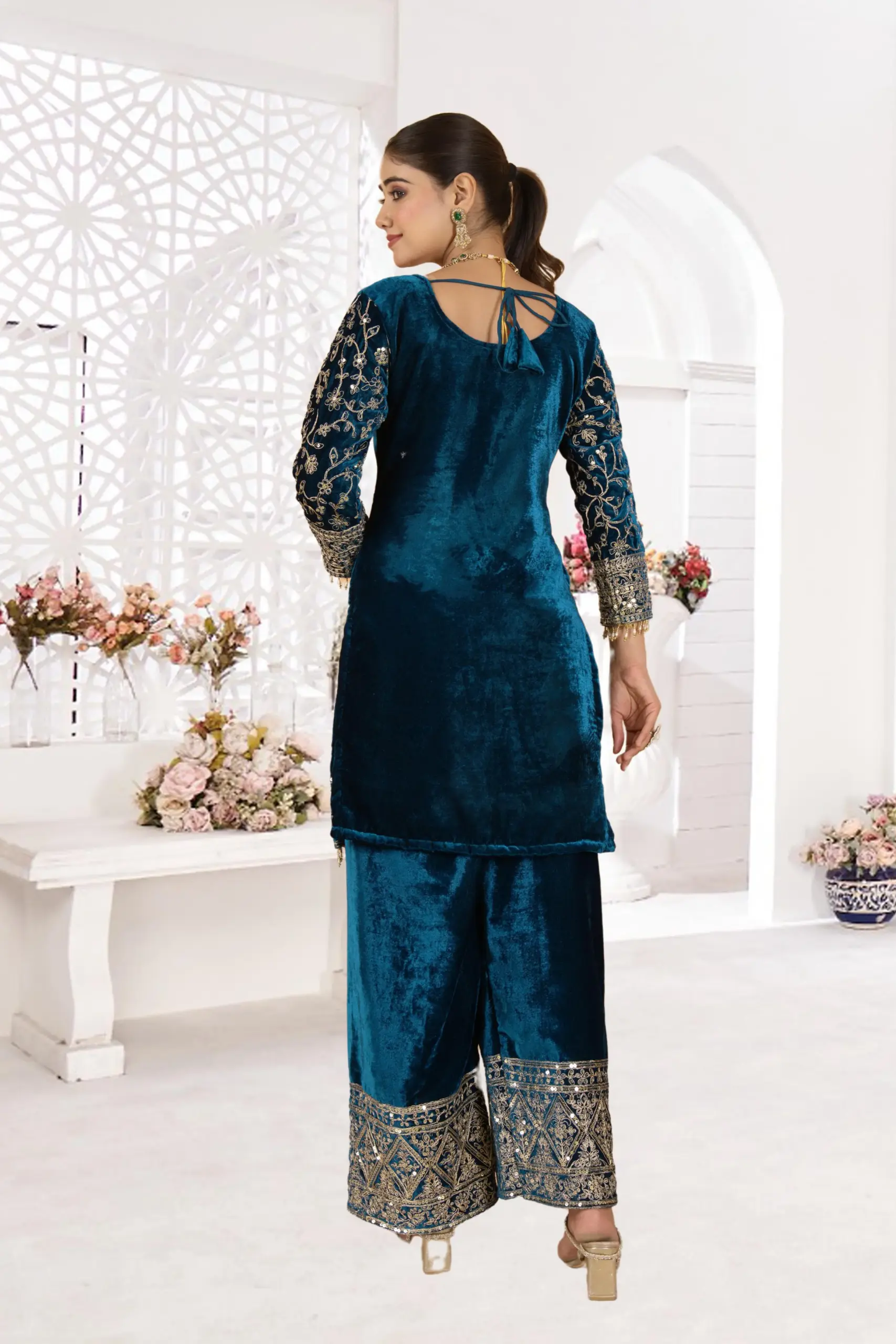 Reception Wear Velvet Plazzo Salwar Suit