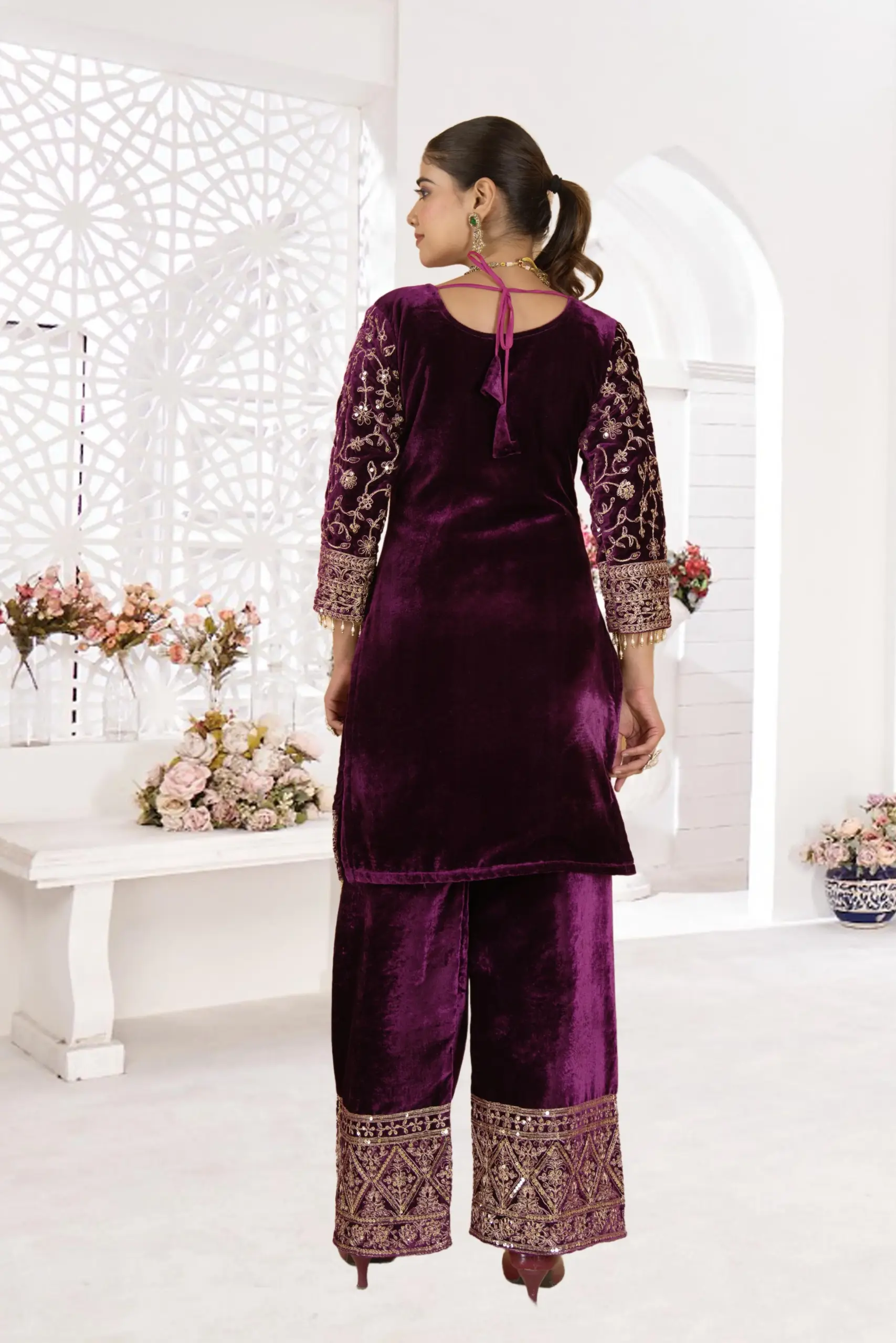 Reception Wear Velvet Plazzo Salwar Suit