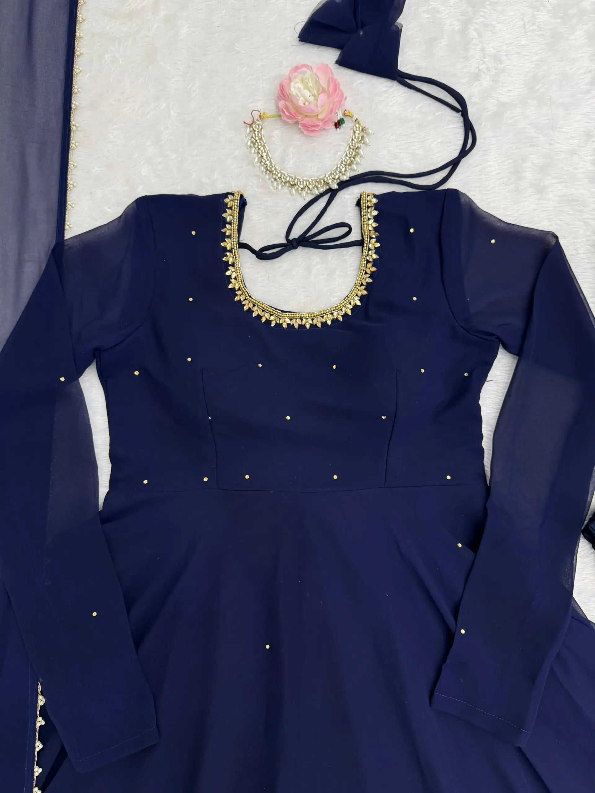 Royal Blue Fancy Anarkali Gown Set