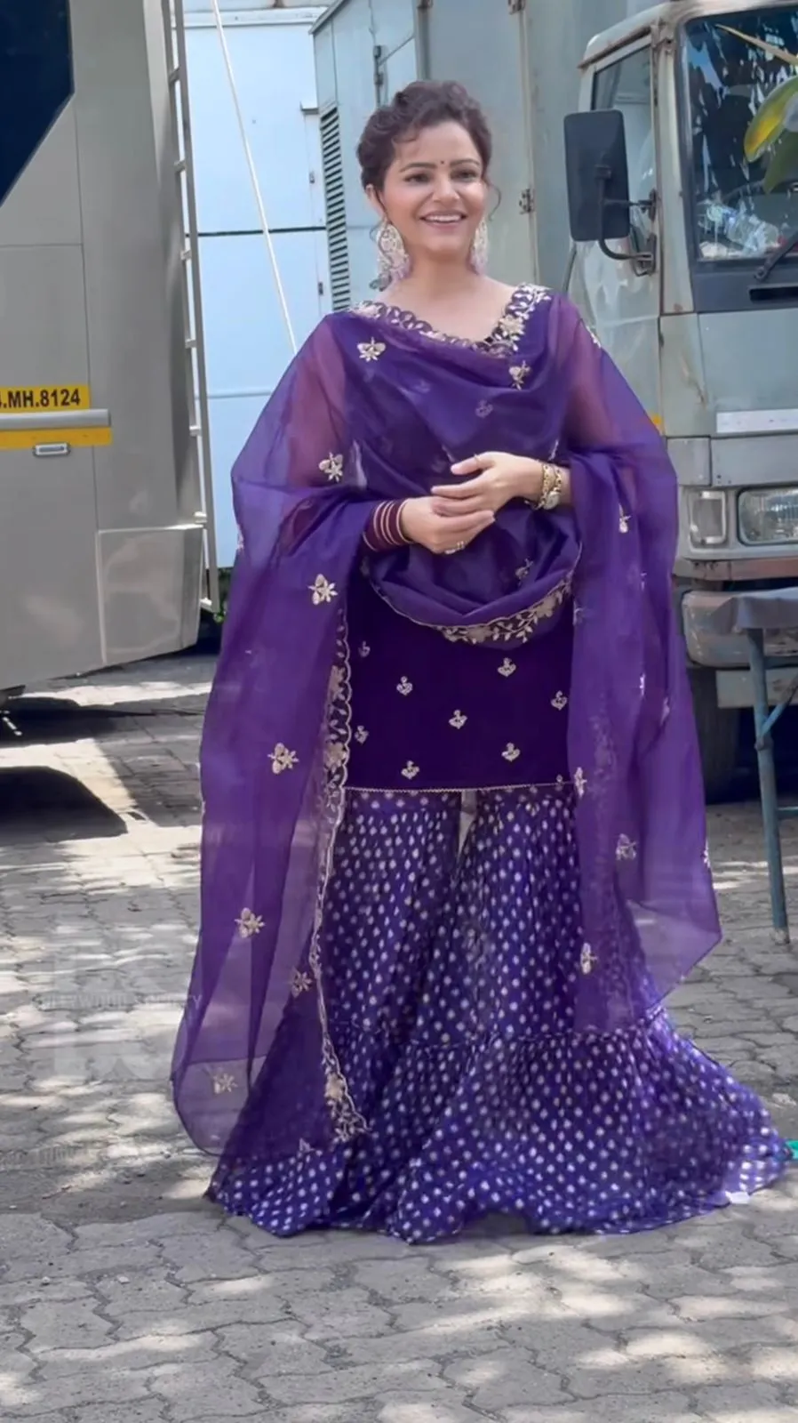 Rubina Dilaik Inspired Velvet Sharara Suit