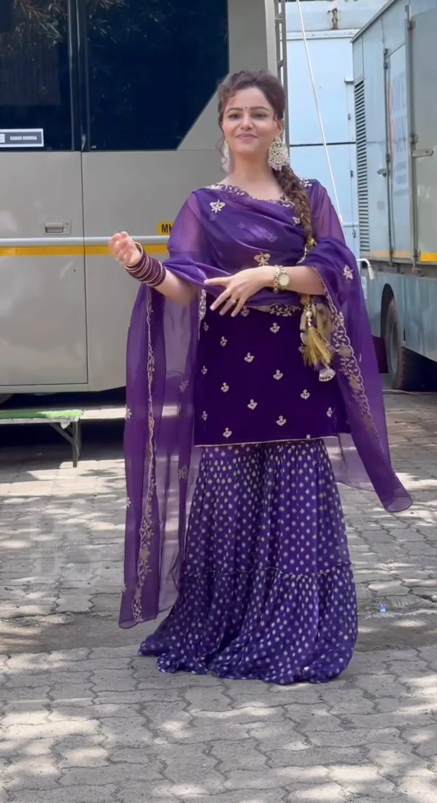 Rubina Dilaik Inspired Velvet Sharara Suit