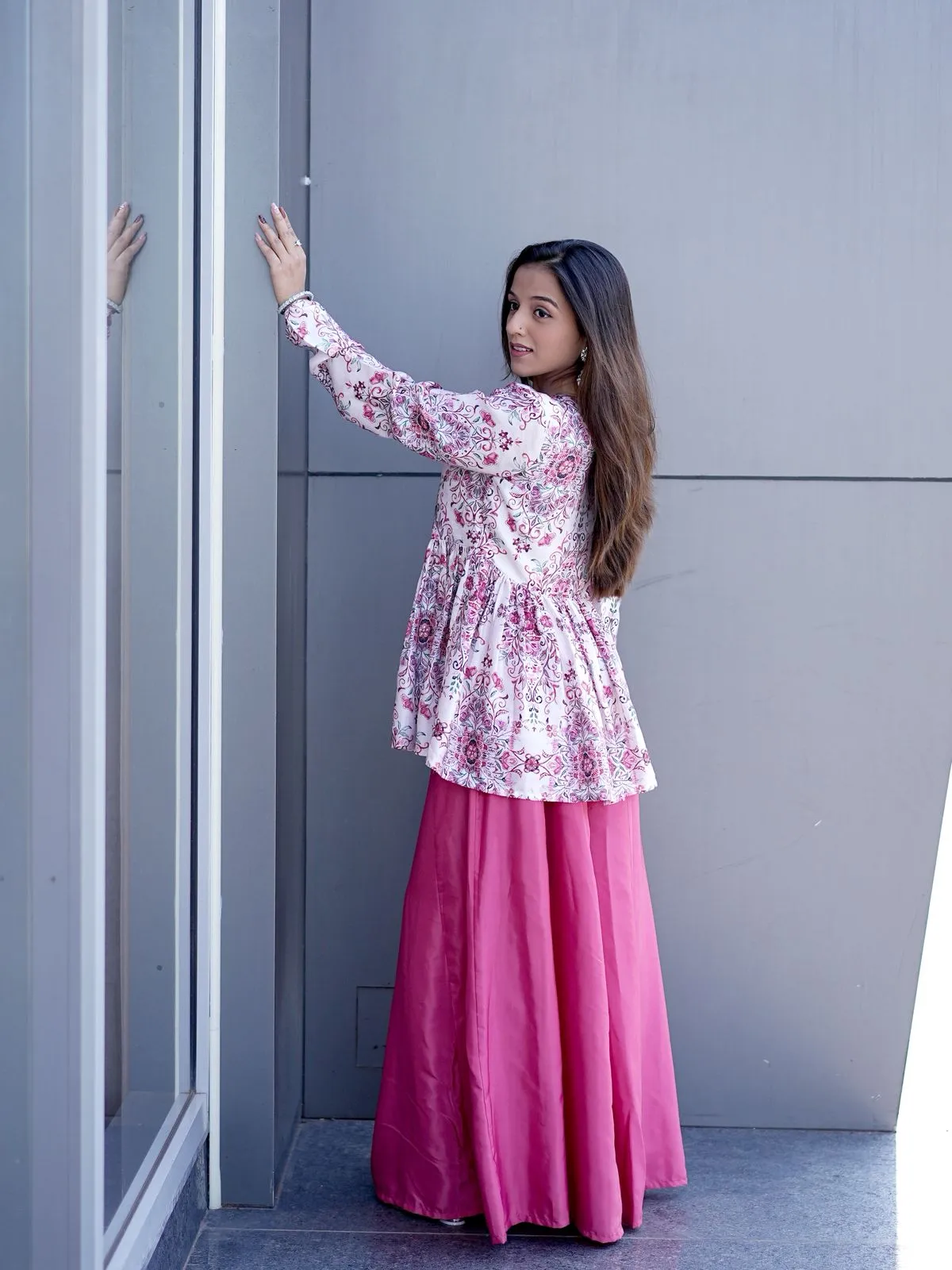 Short top with Plazzo Kurti Set
