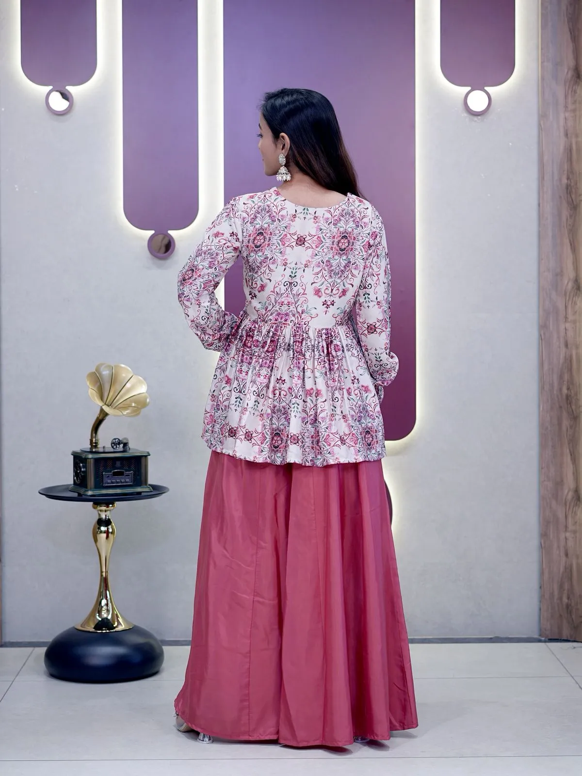 Short top with Plazzo Kurti Set
