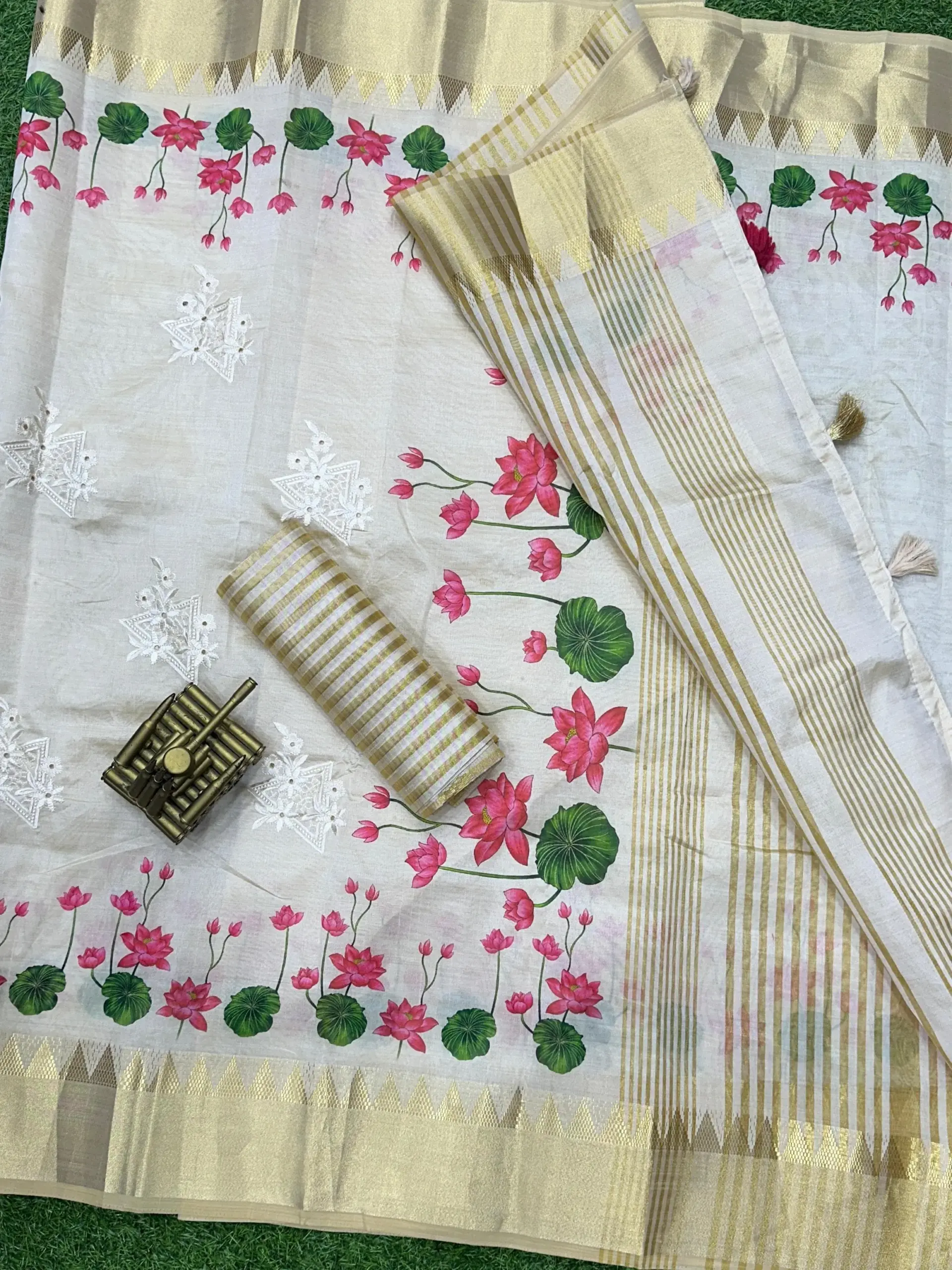 Silk Saree with Floral and emboidery work