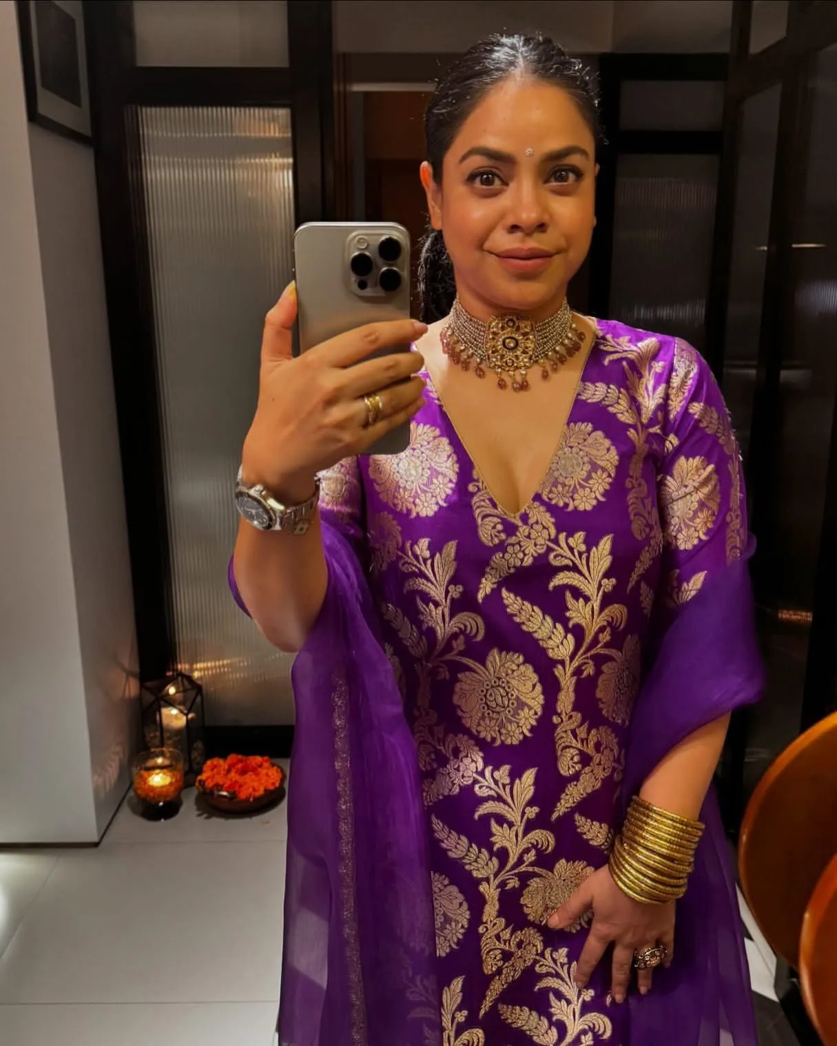 Sumona Chakravarty Inspired Jacquard Silk Suit