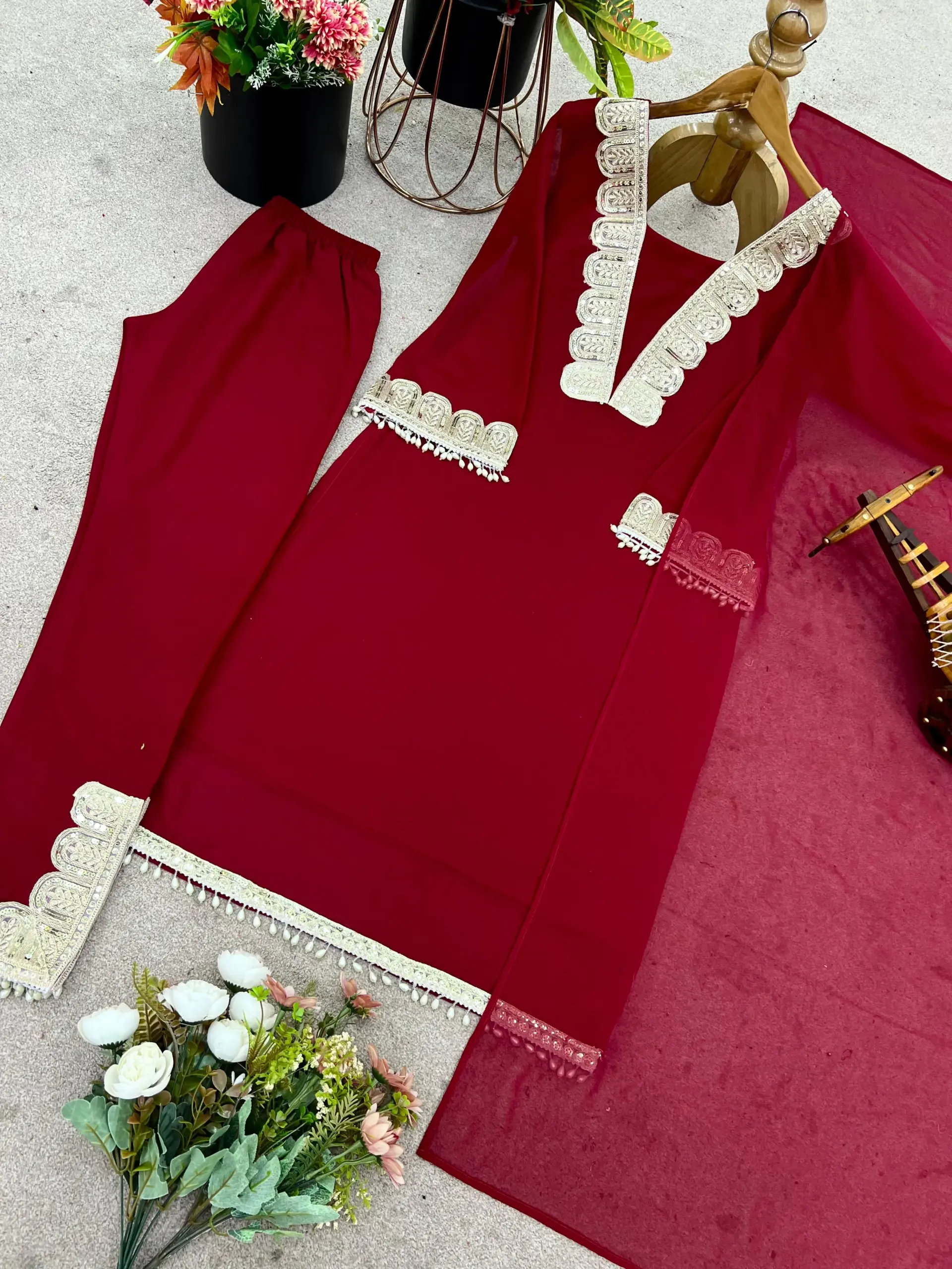 Trending Red Readymade Salwar Suit