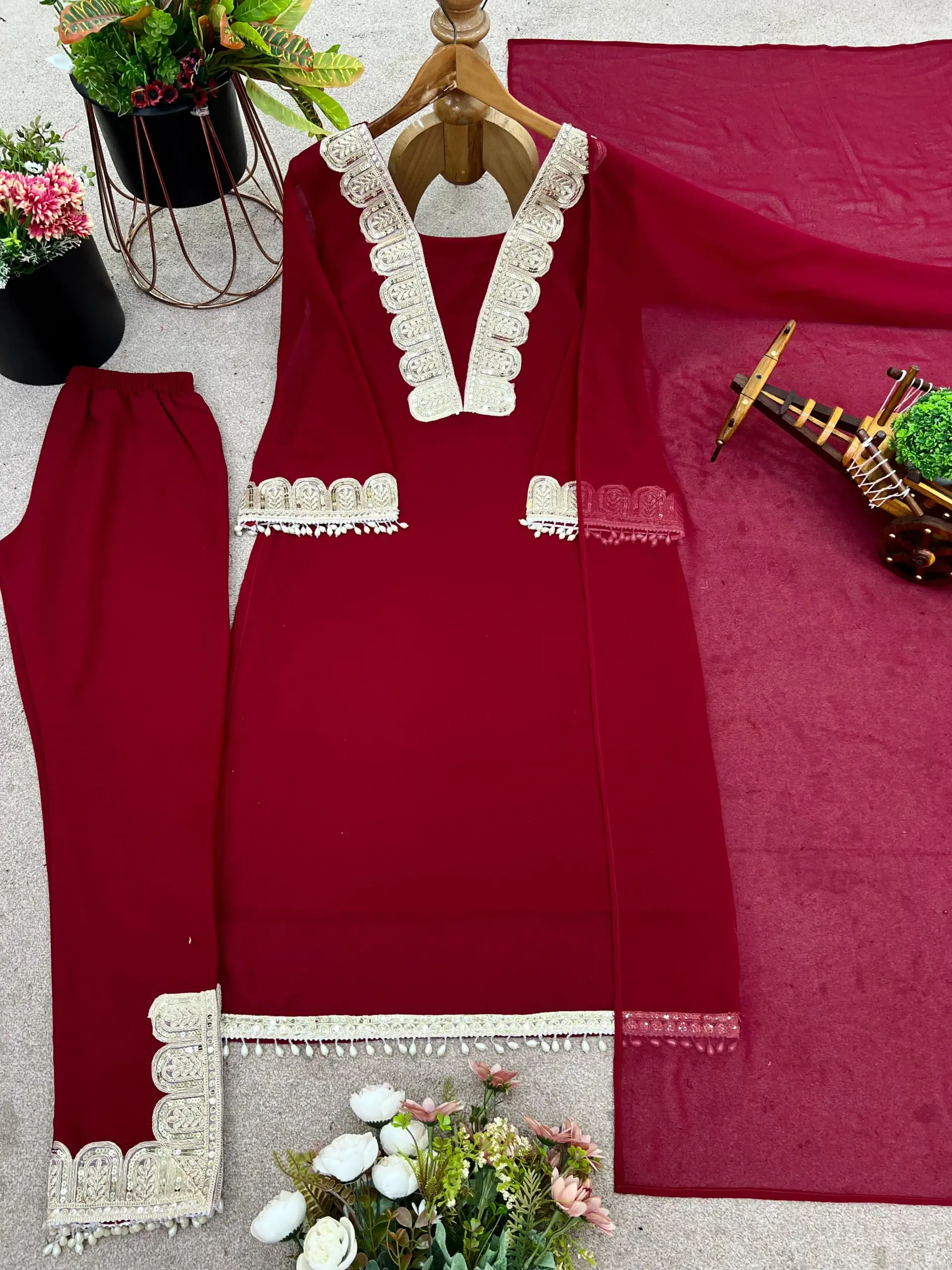 Trending Red Readymade Salwar Suit