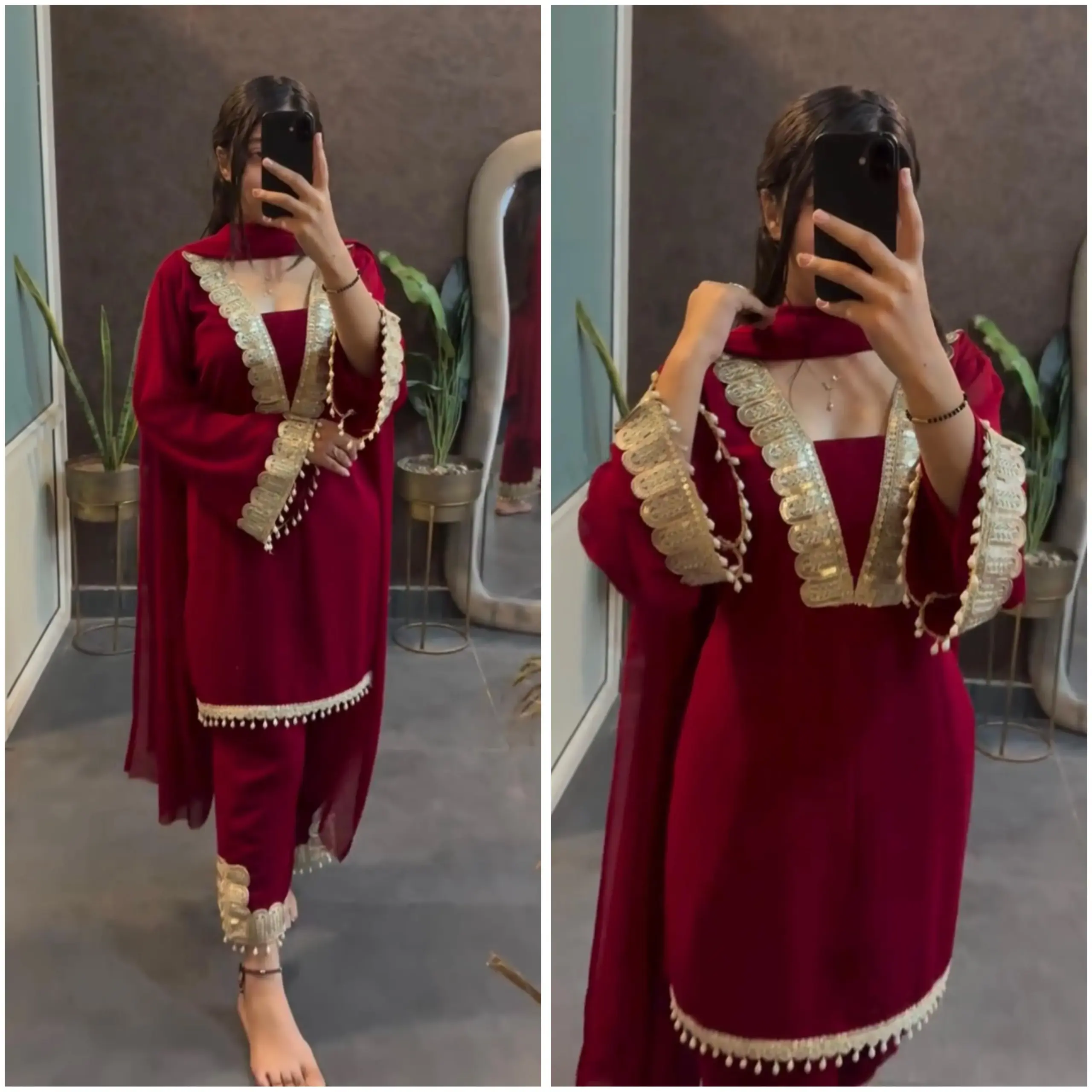 Trending Red Readymade Salwar Suit