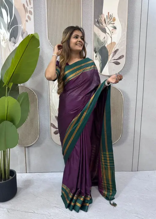 Trending Zip and go Saree in Purple
