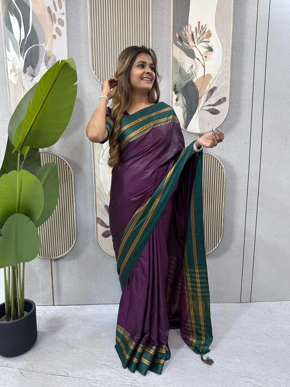 Trending Zip and go Saree in Purple