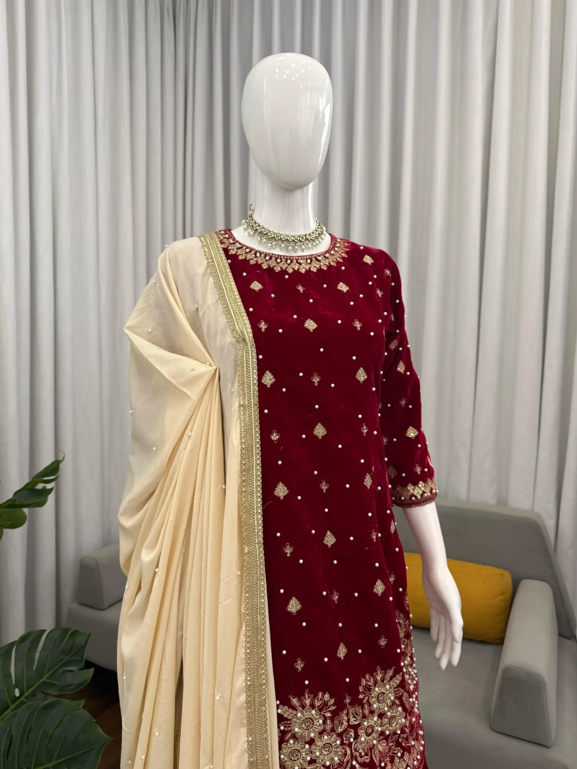 Velvet Plazzo Pakistani Salwar suit
