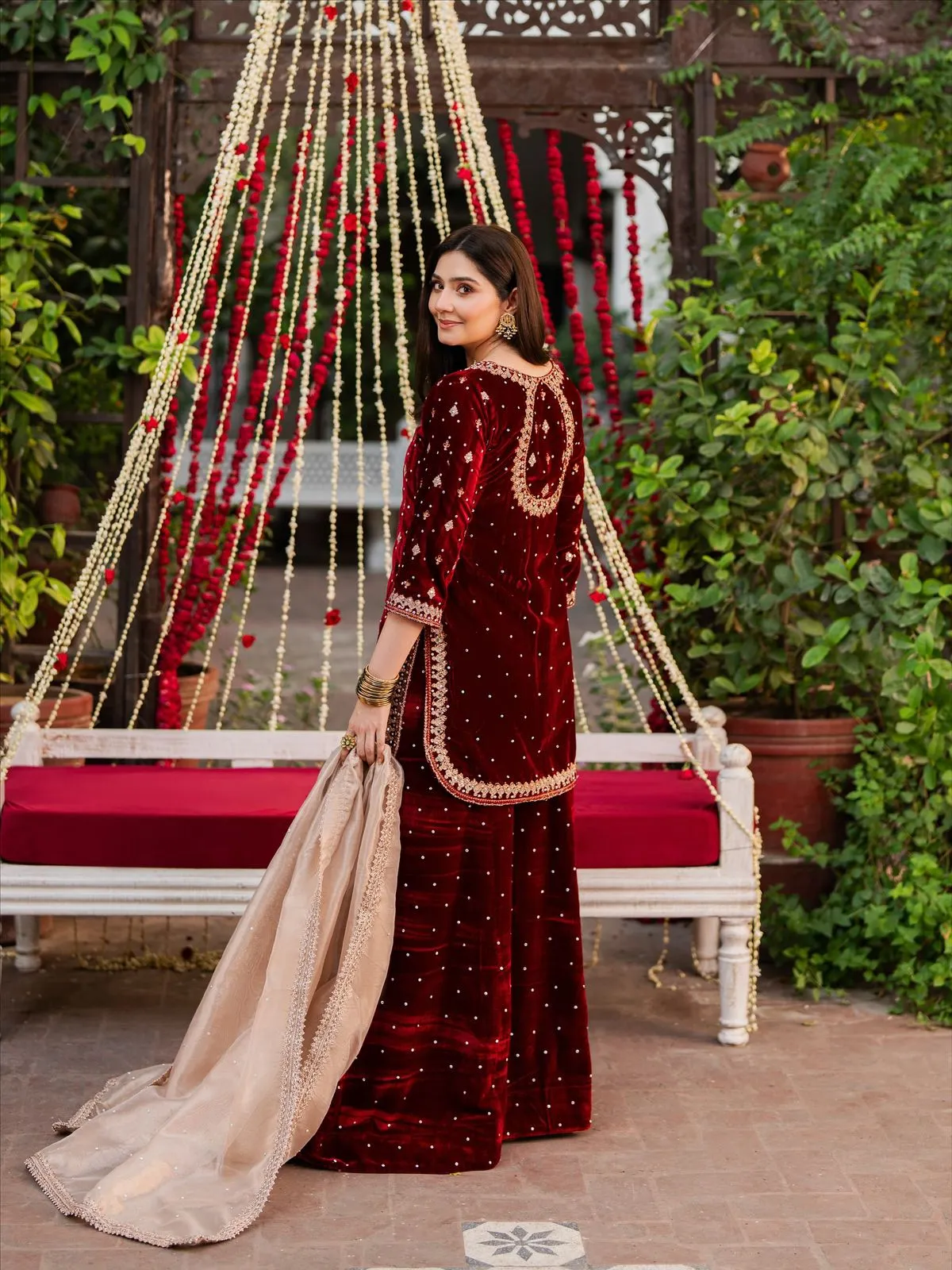 Velvet Plazzo Pakistani Salwar suit