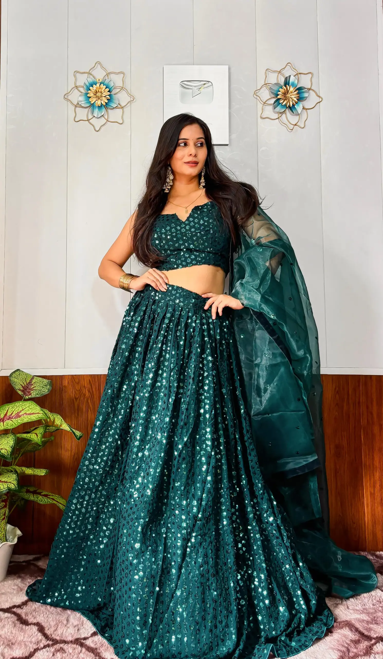 Wedding Special Georgette Green Lehenga